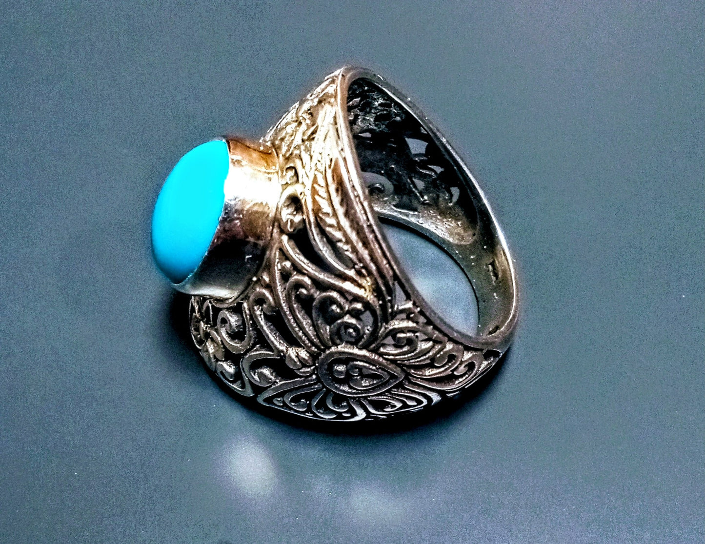 ring, Bali Legacy, turquoise Sleeping Beauty Ring , size 7, sterling silver