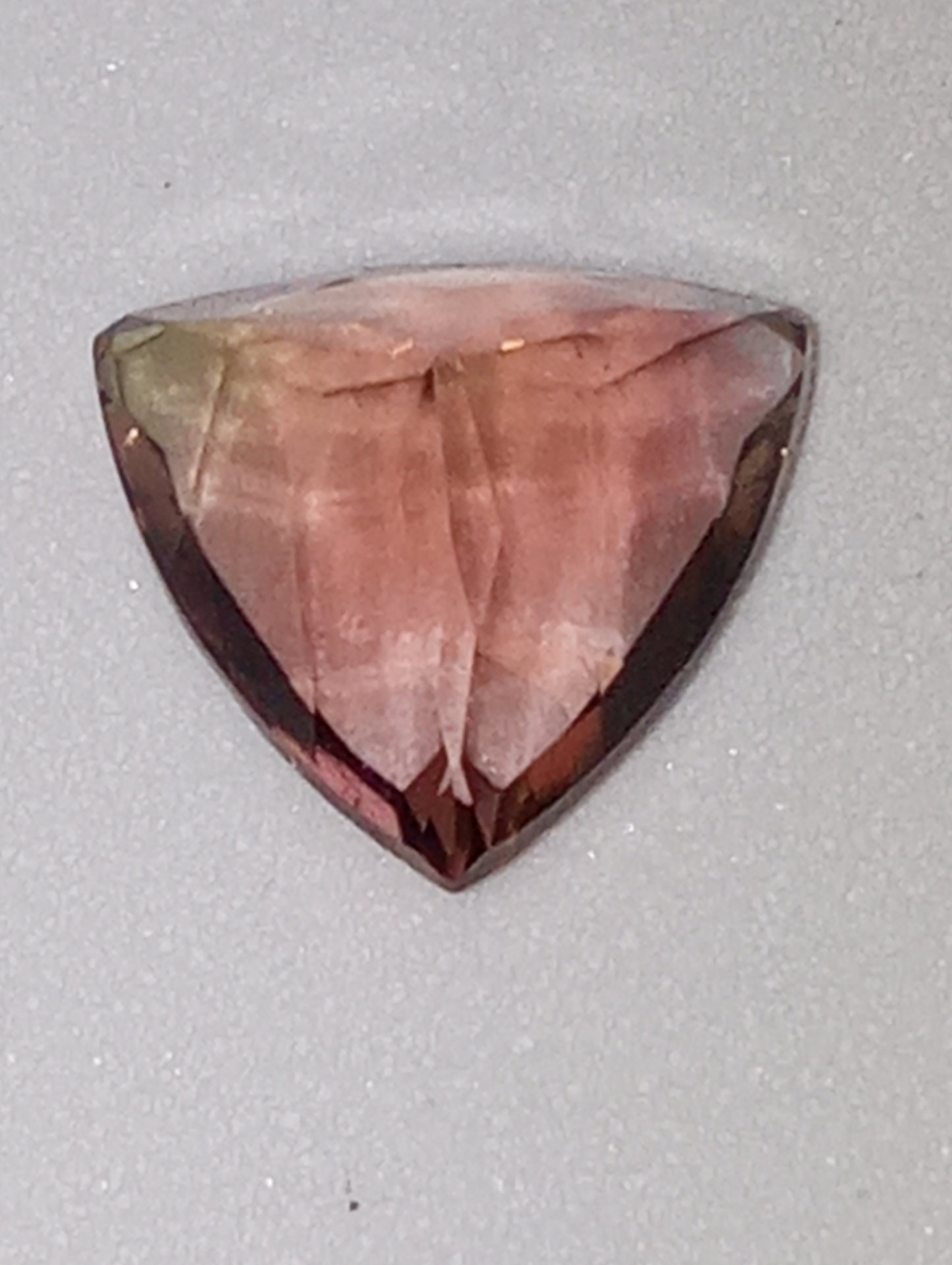 tourmaline gemstone bi-colored, 9mmx8.5mm trillion cut, 2.13ct