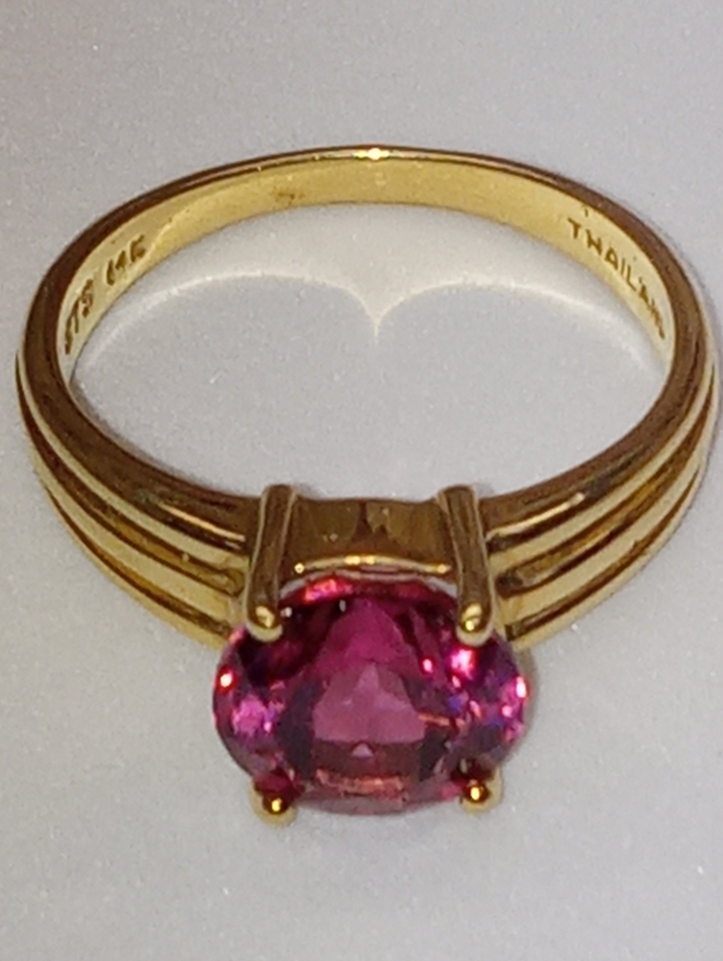 Ring, pink tourmaline, 14k yellow gold
