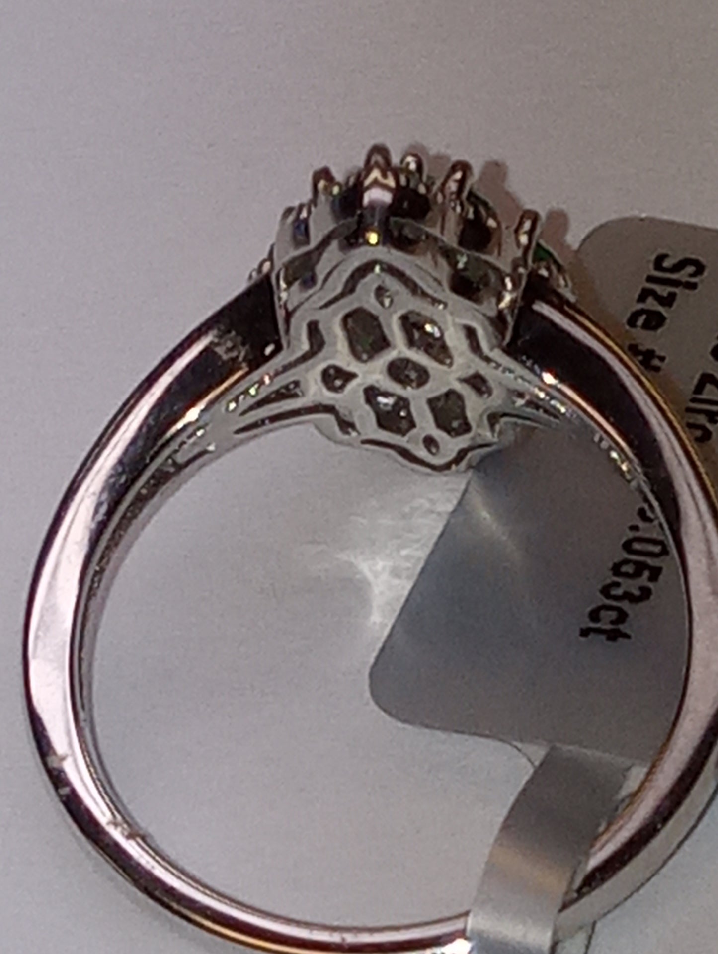 ring emerald African , sterling silver, size 8