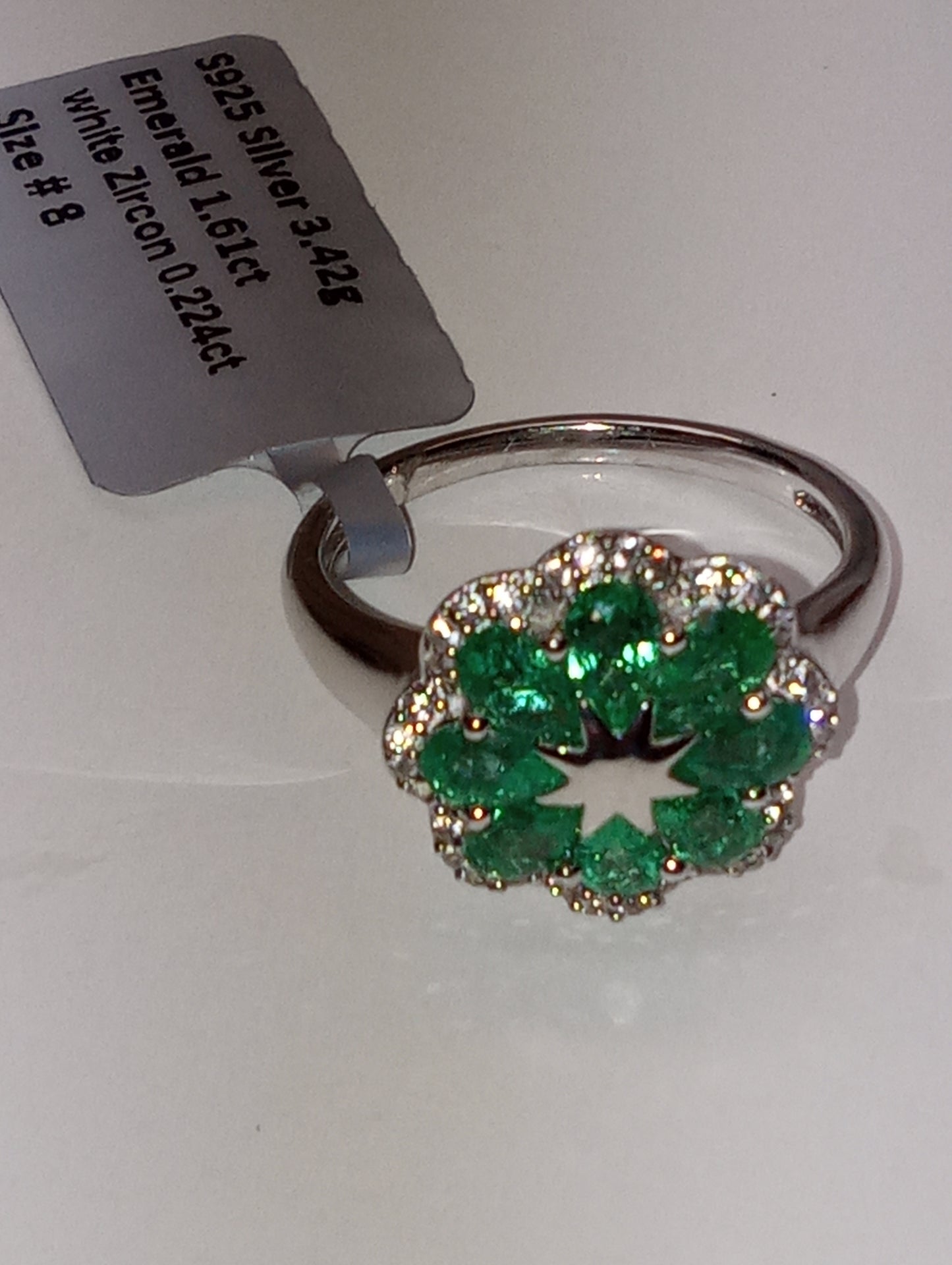 ring emerald sterling silver