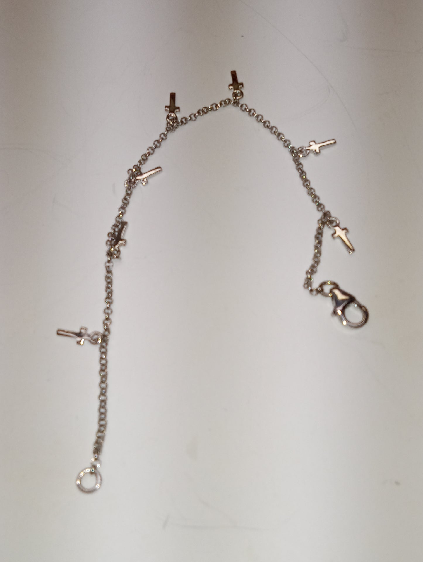 bracelet sterling silver cross charm 7.25inches