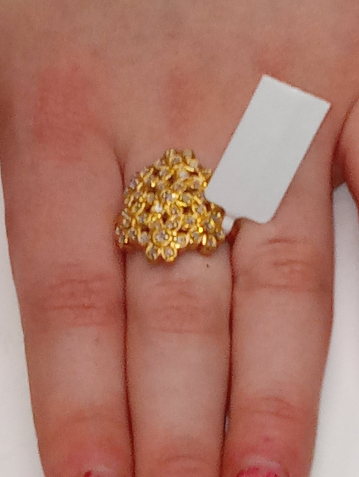 ring diamond uncut flower in vermeil yellow gold over sterling silver