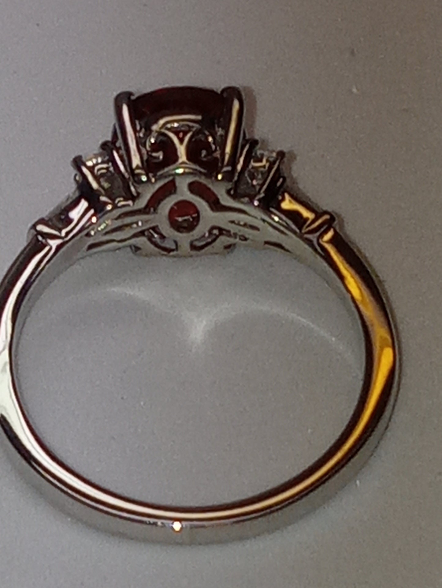 ring citrine red zircon in platinum over sterling silver
