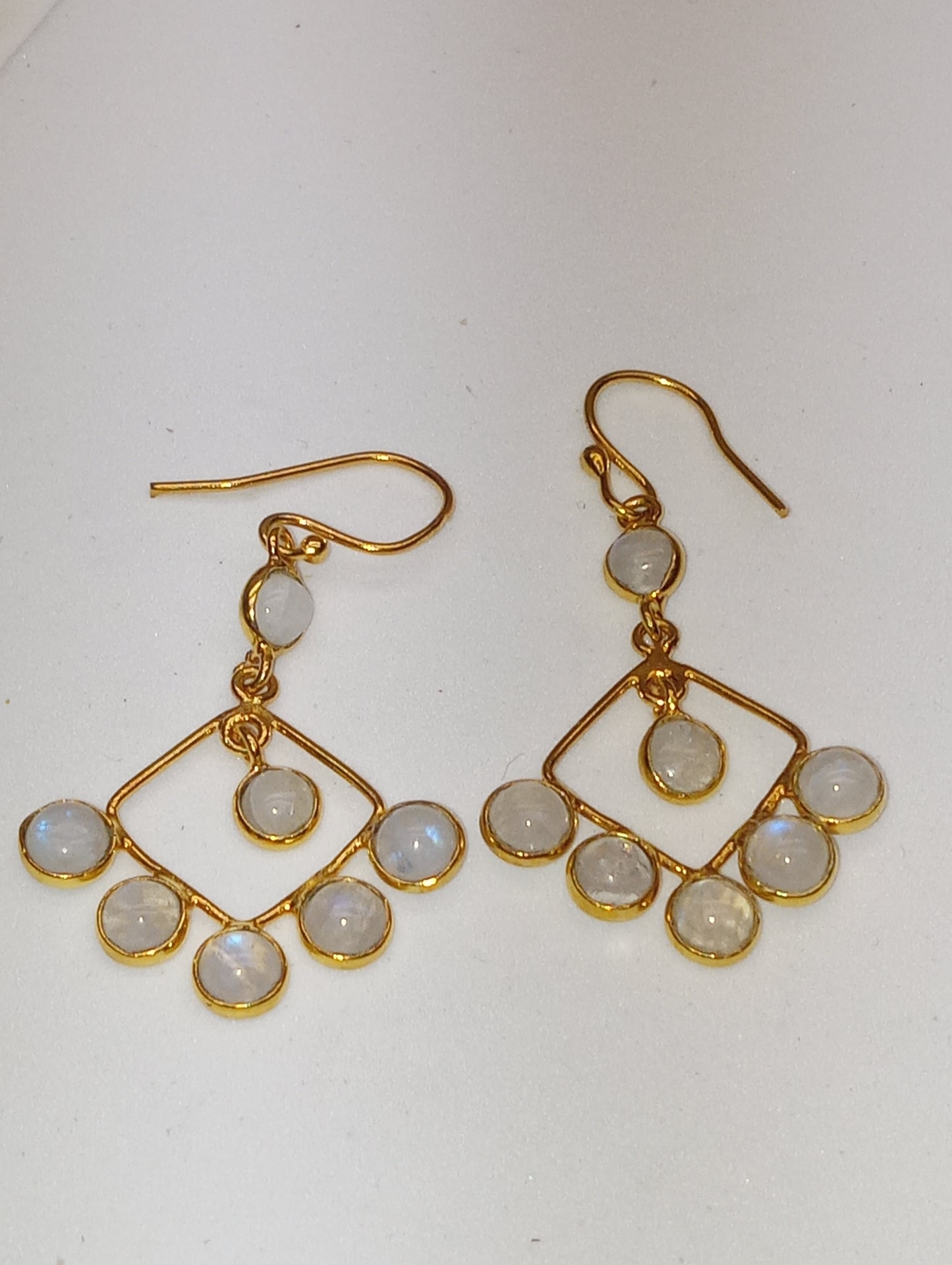 earrings moonstone dangle in 14k yellow gold over sterling silver