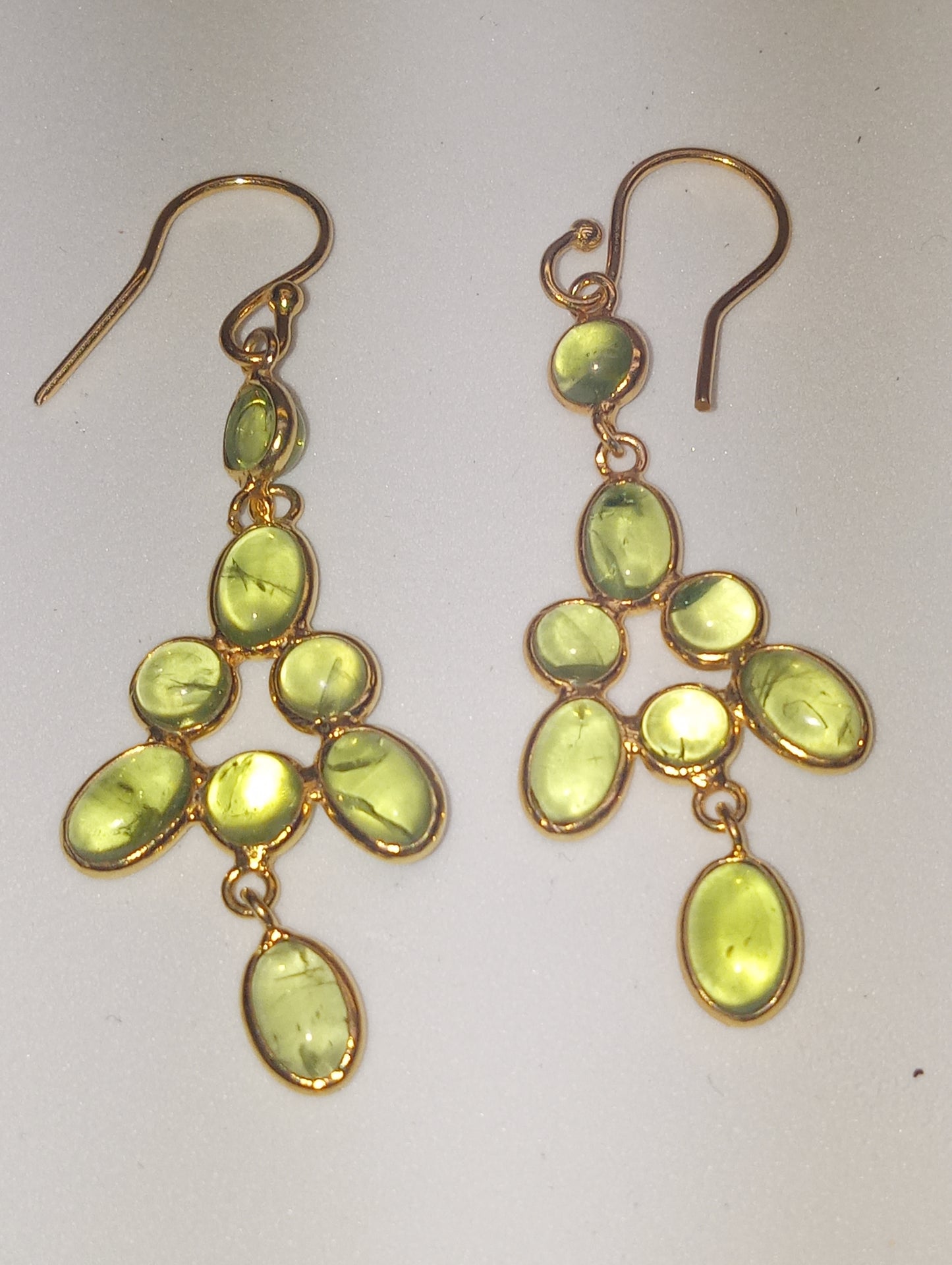earrings peridot dangle 14k yellow gold over sterling silver