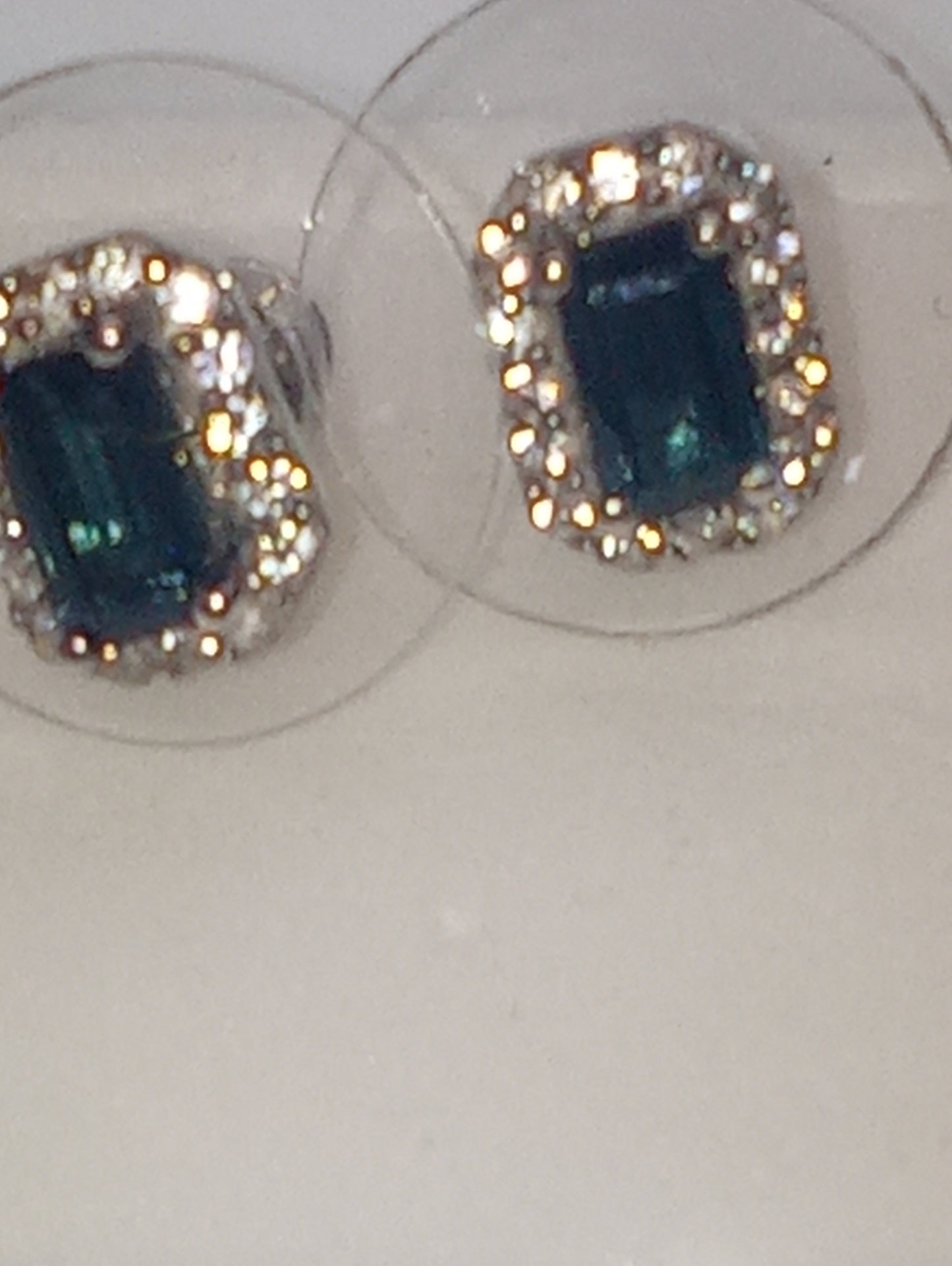 earrings tourmaline indicolite white zircon studs platinum over sterling silver
