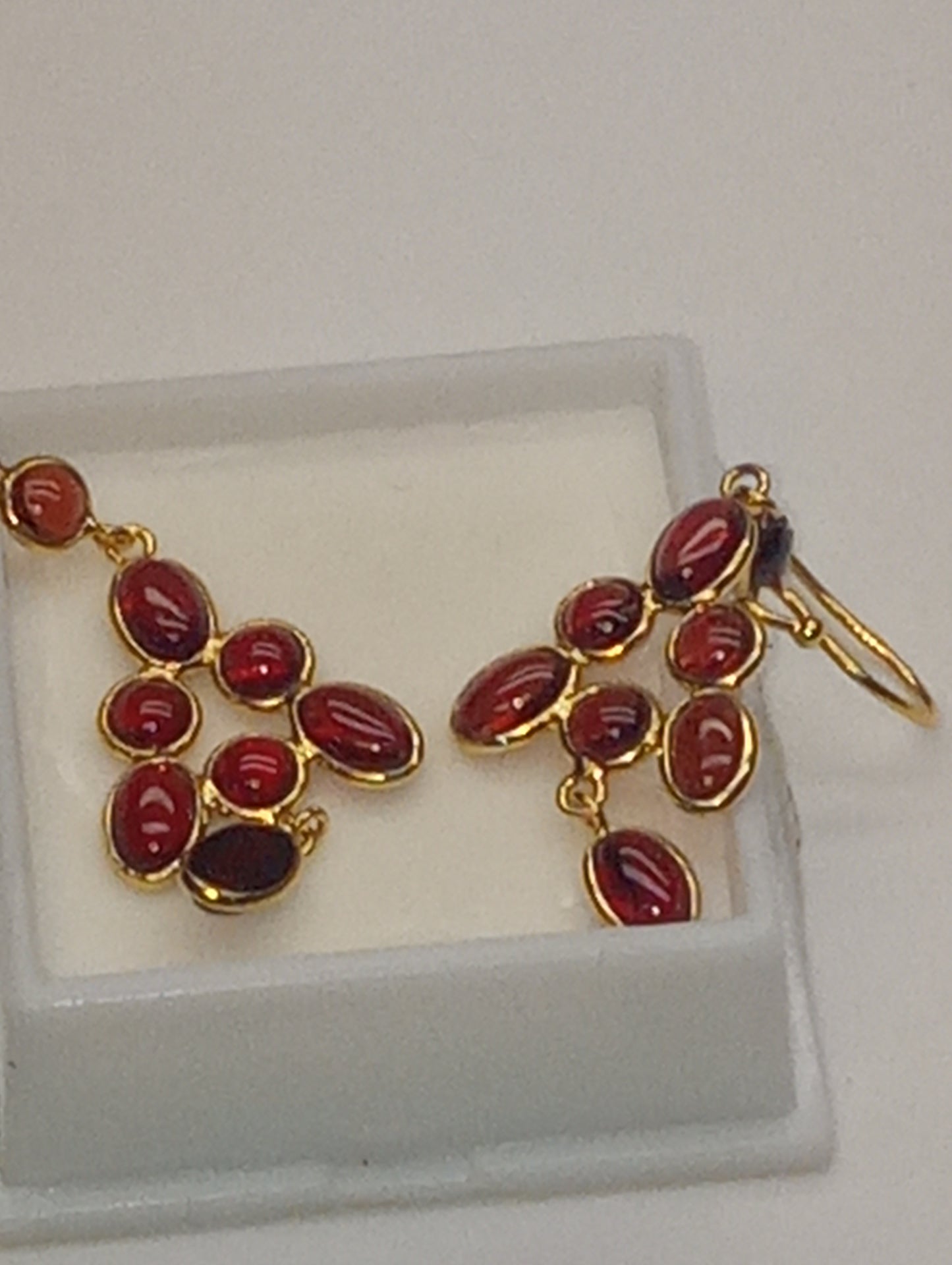 earrings garnet dangle 14k over sterling silver