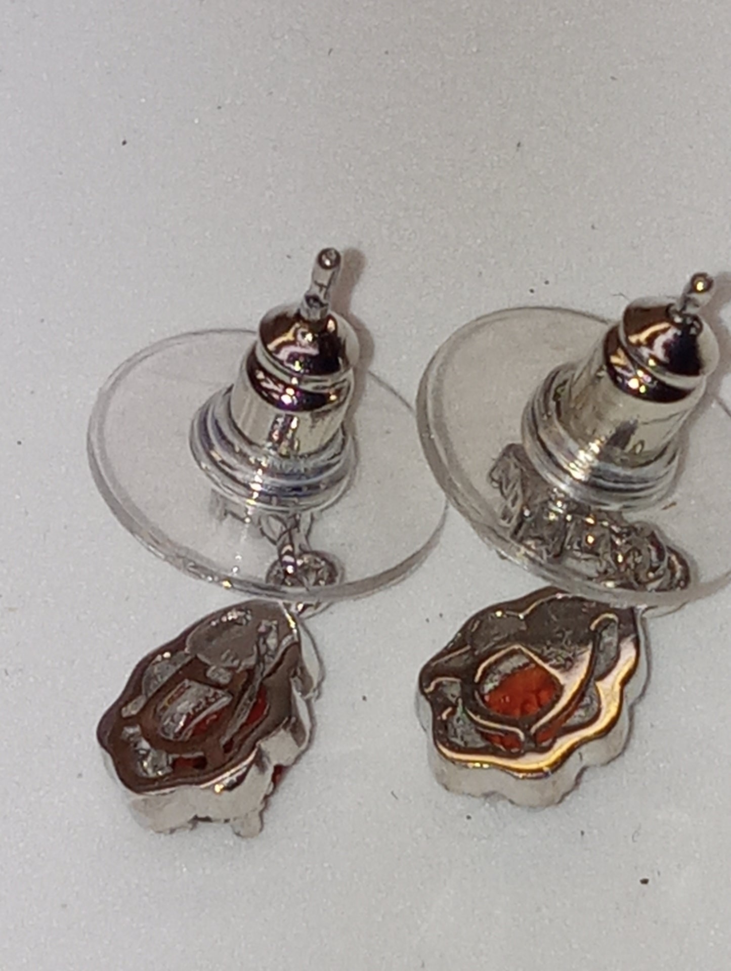 earrings citrine red , white zircon in platinum over sterling silver