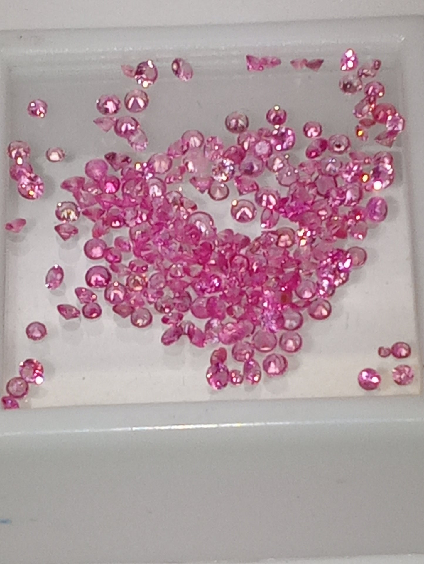 sapphire pink gemstones 1-2mm round cut 100plus stones