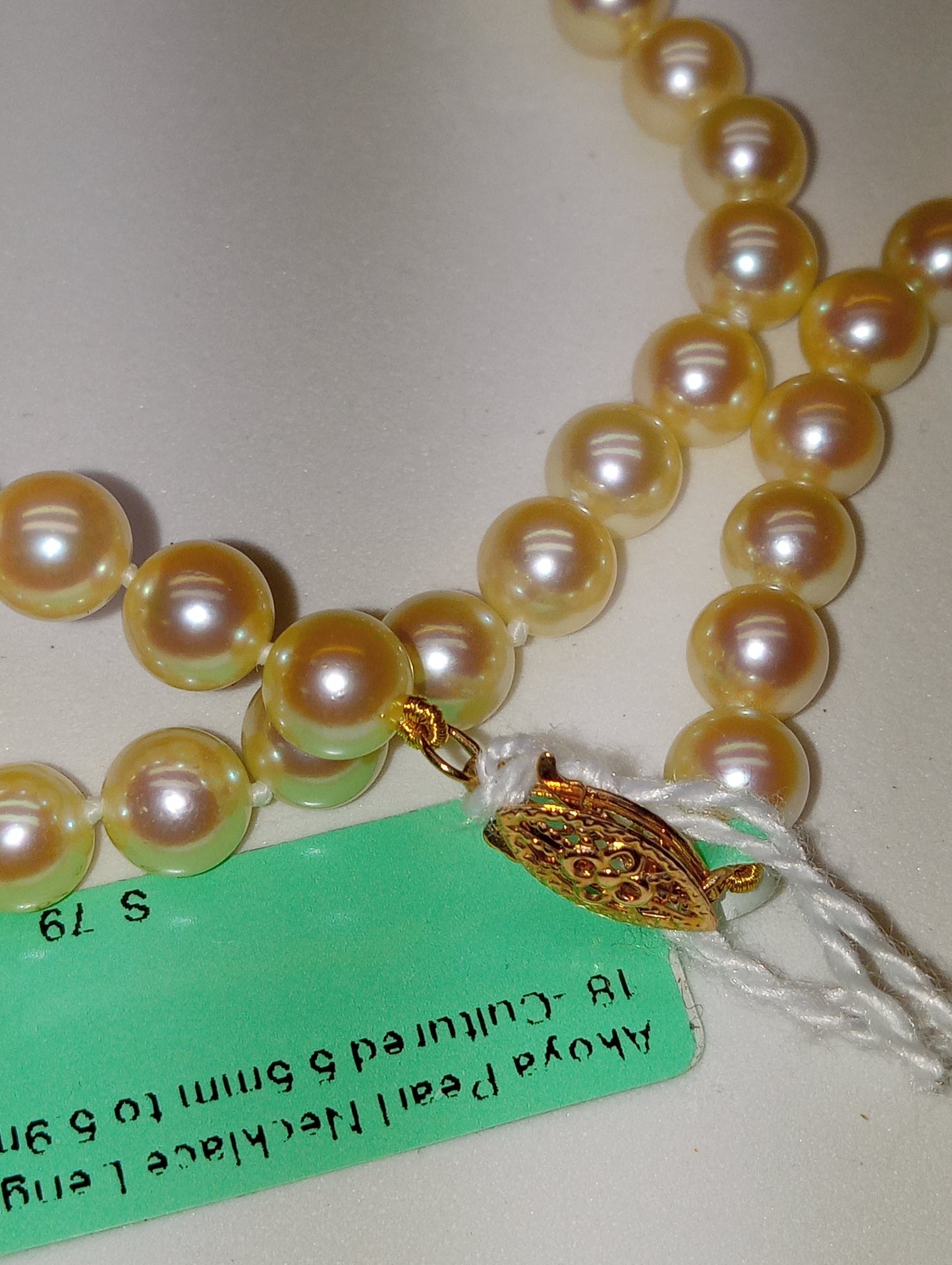 necklace Akoya pearl 18inch 14kt gold clasp 5.5-5.7mm