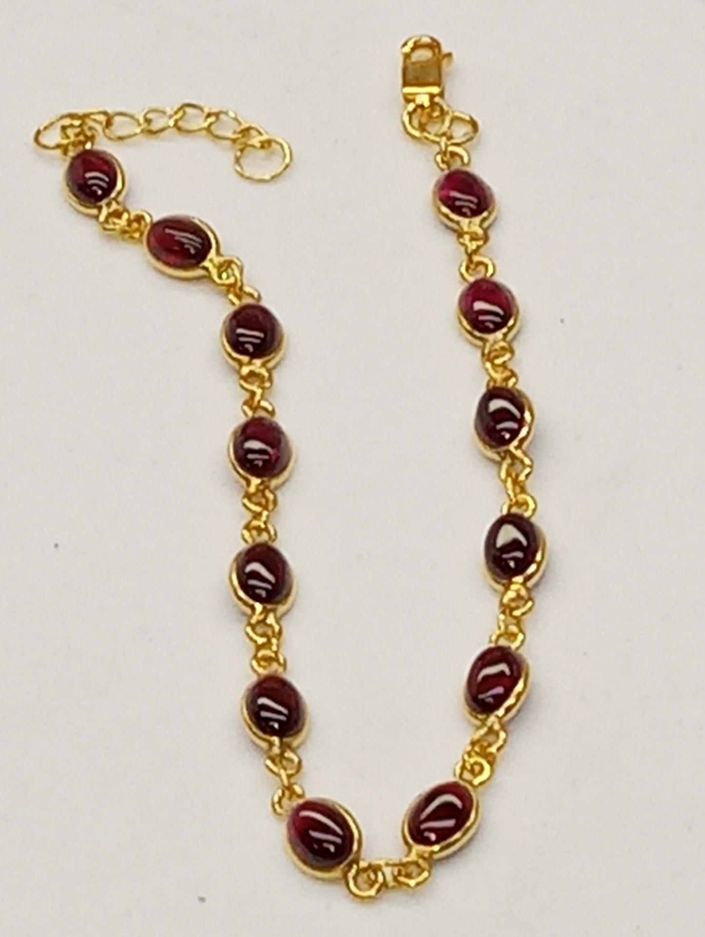 bracelet garnet in 14k yellow gold over sterling silver