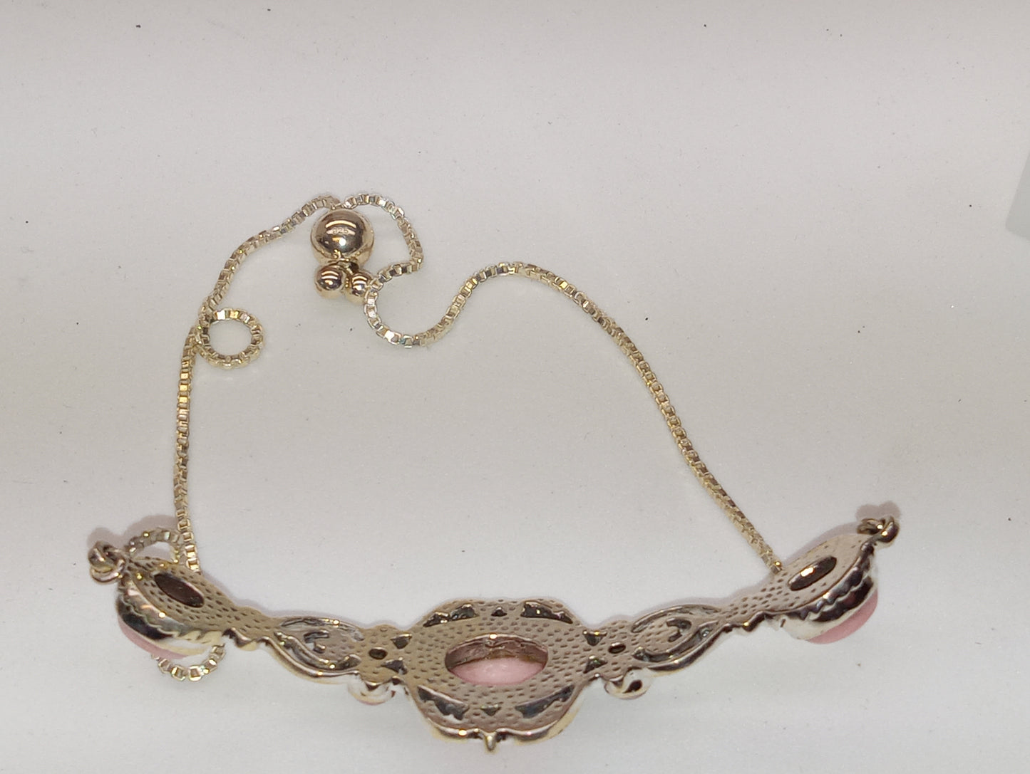 bracelet Artisan crafted Oregon peach opal bolo bar in sterling silver
