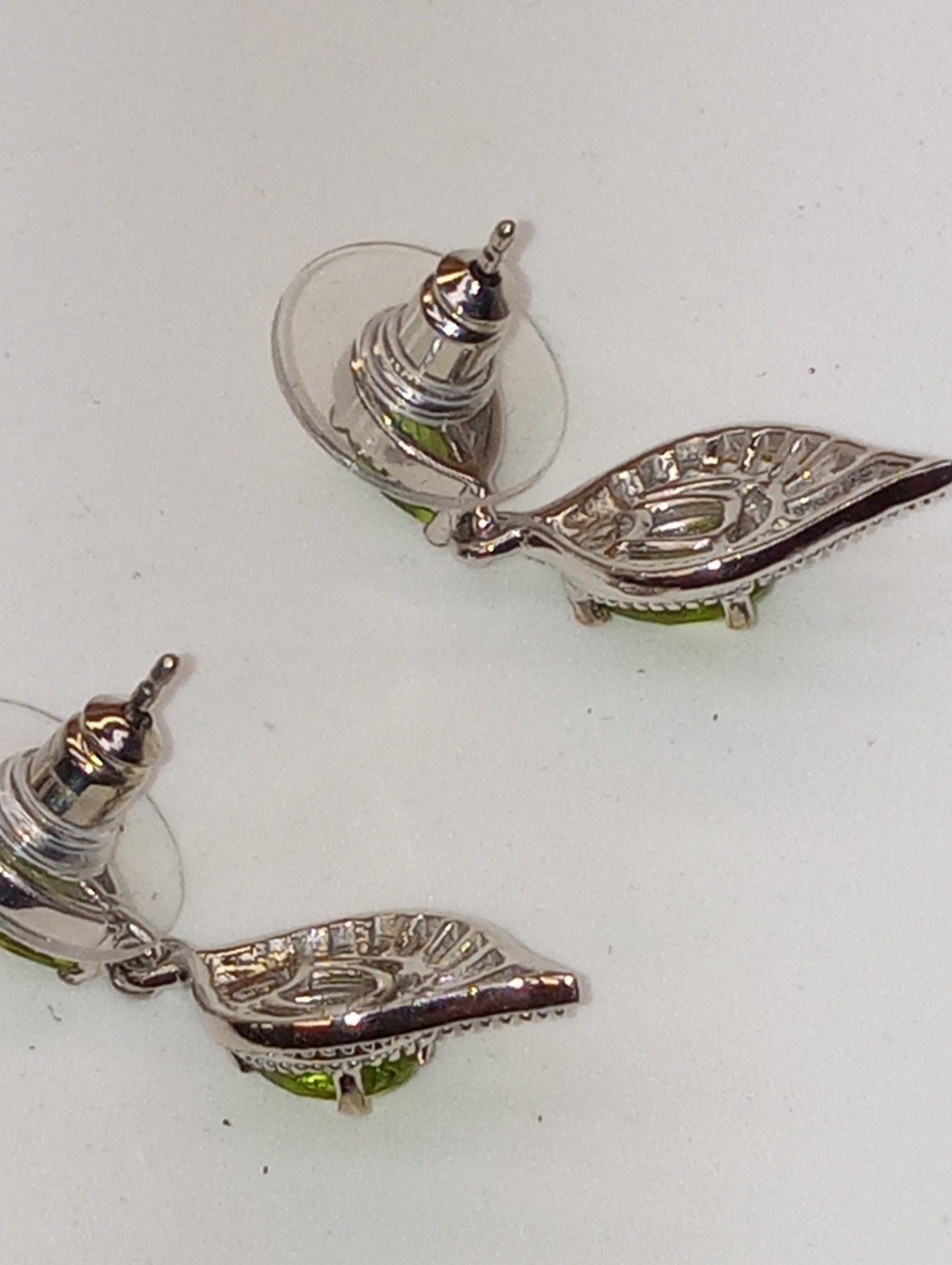 earrings peridot dangle in platinum over sterling silver