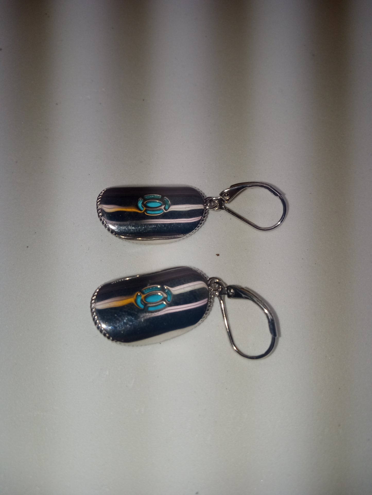 earrings Sleeping Beauty turquoise cowboy hats in rhodium over sterling silver