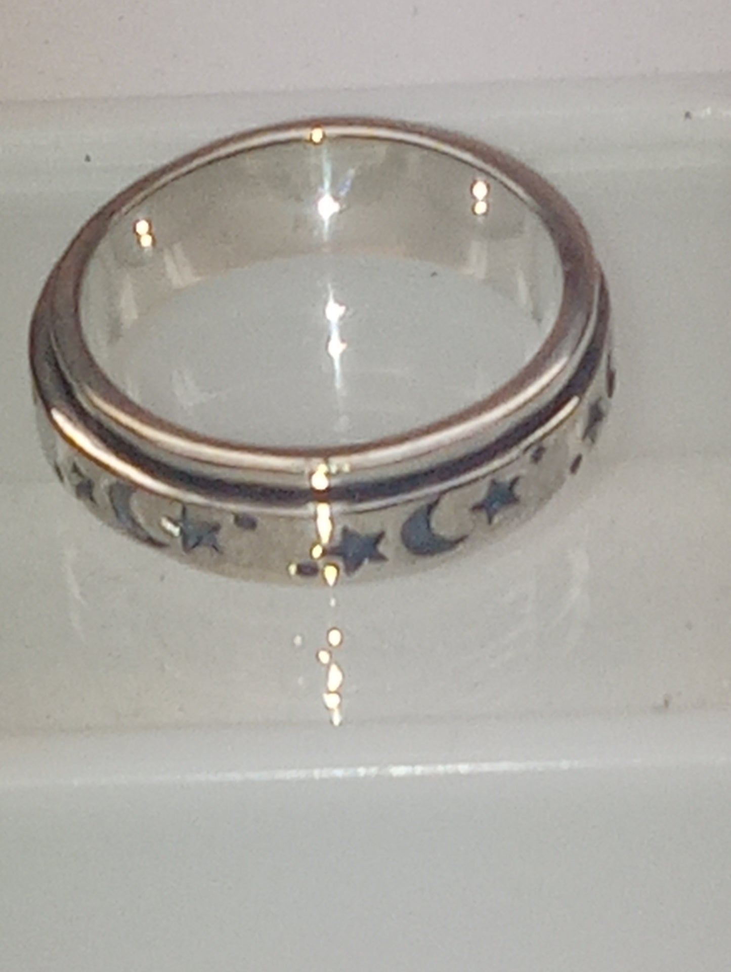 ring moon and star spinner anxiety in sterling silver