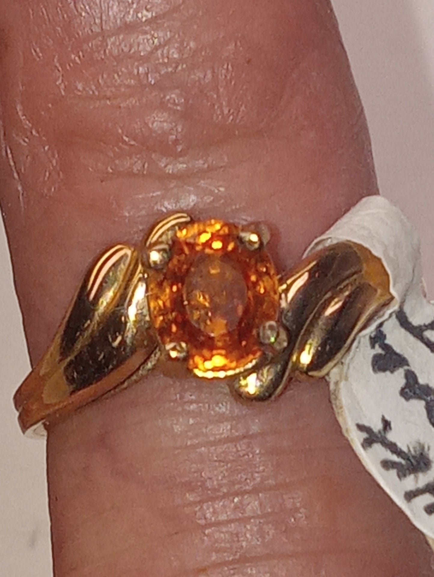 ring garnet spessartite mandarin orange oval 14k yellow gold