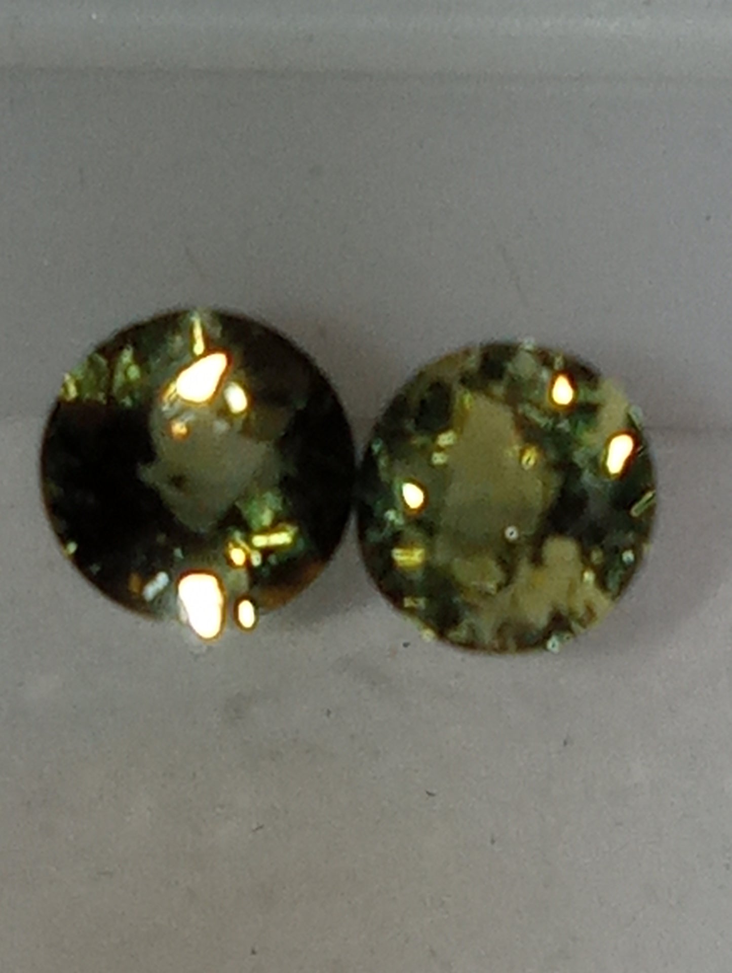 tourmaline gemstones green, checkerboard cut, round cut, 6mm, 2stones