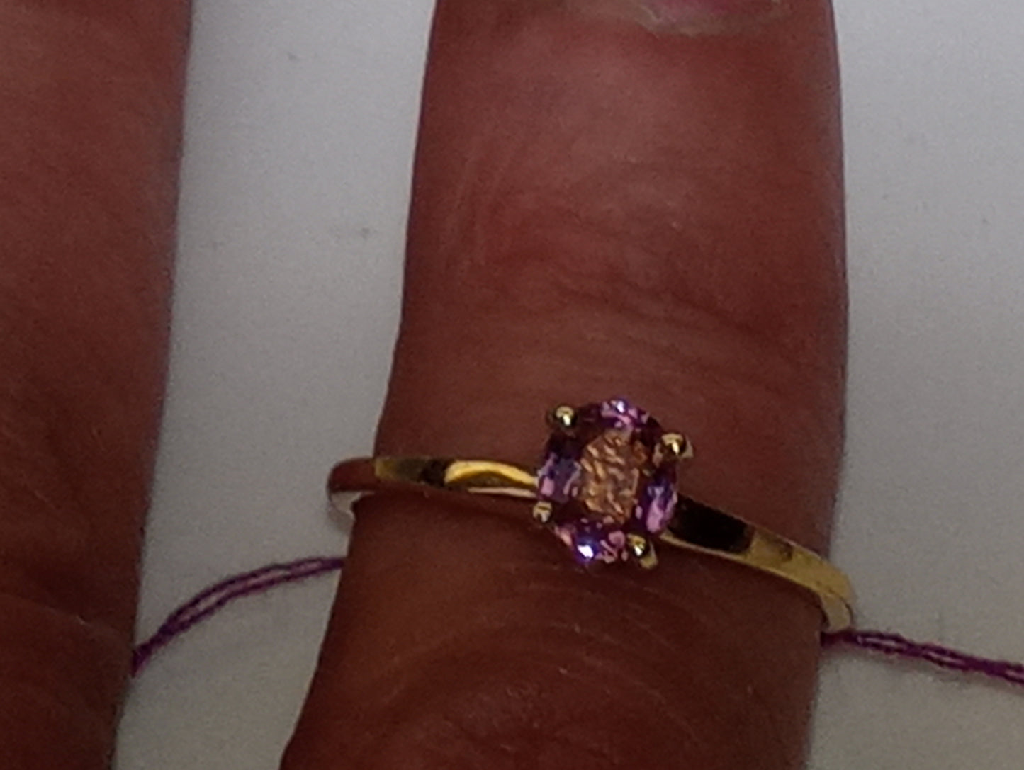 ring spinel Burma pink in 14k yellow gold