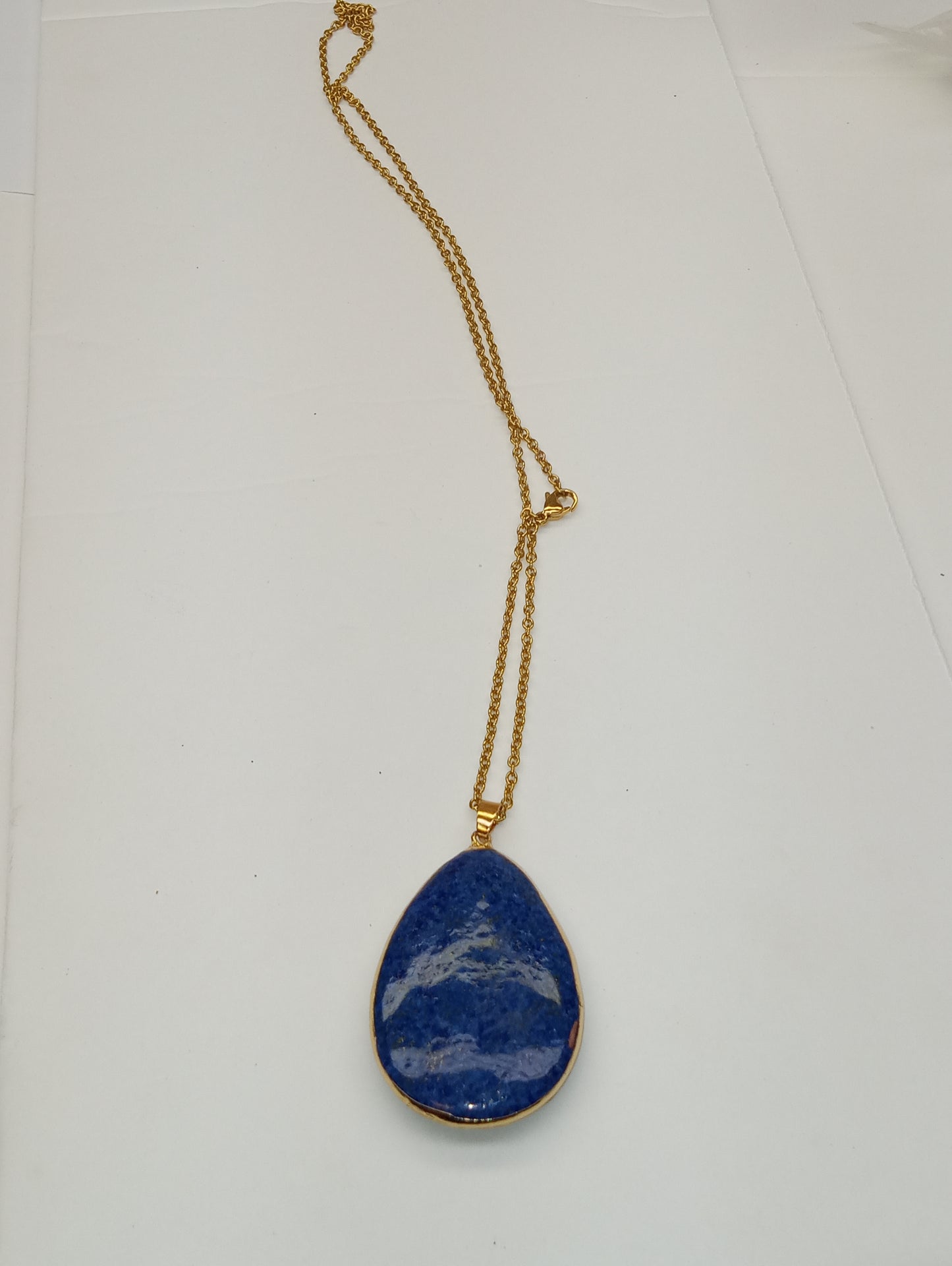 necklace pendant lapis lazuli, in ion plated yellow gold over stainless steel,100ctw, 24inches