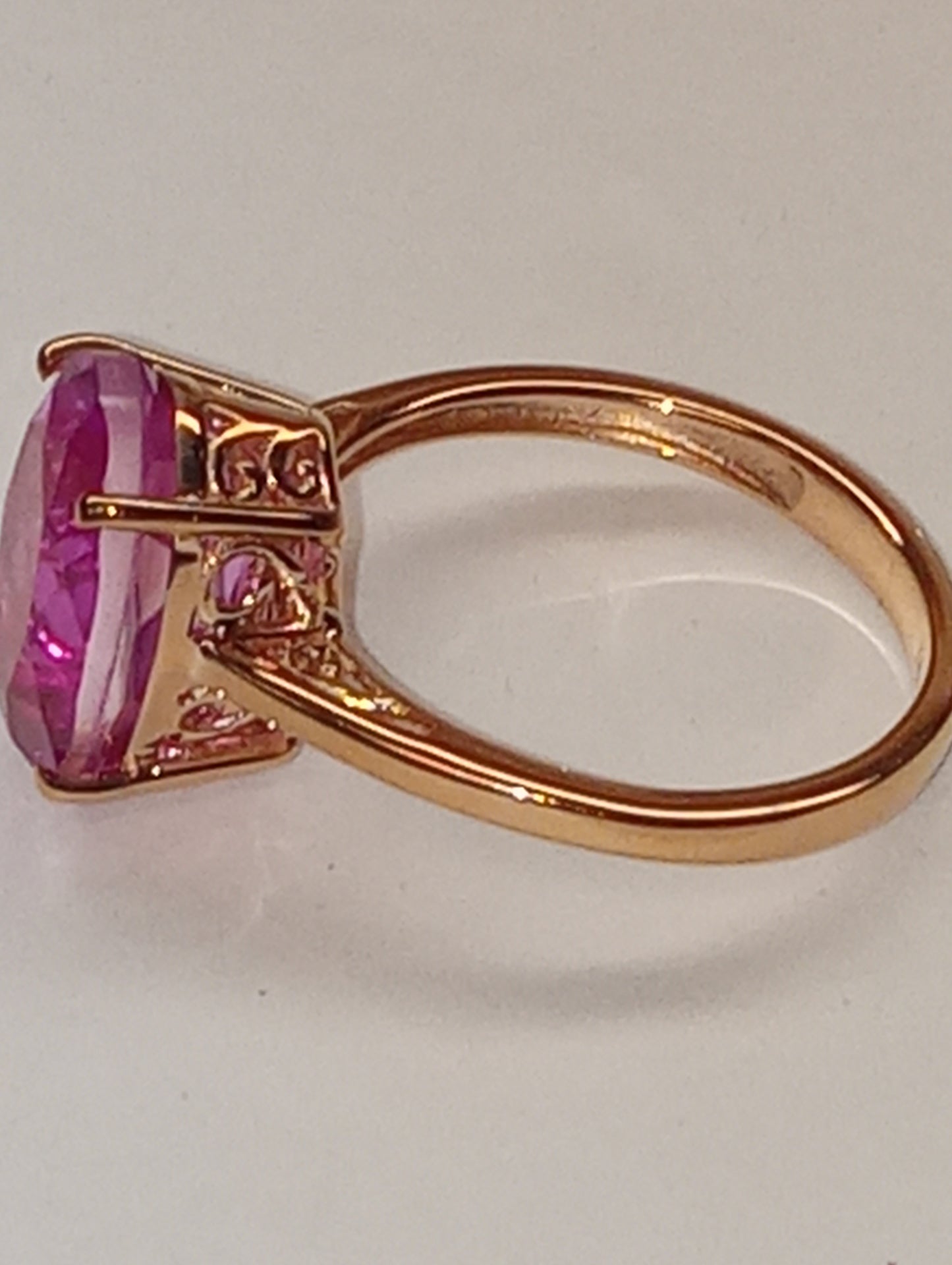 ring quartz pink in vermeil rose gold over sterling silver, size 9, 6.15ctw