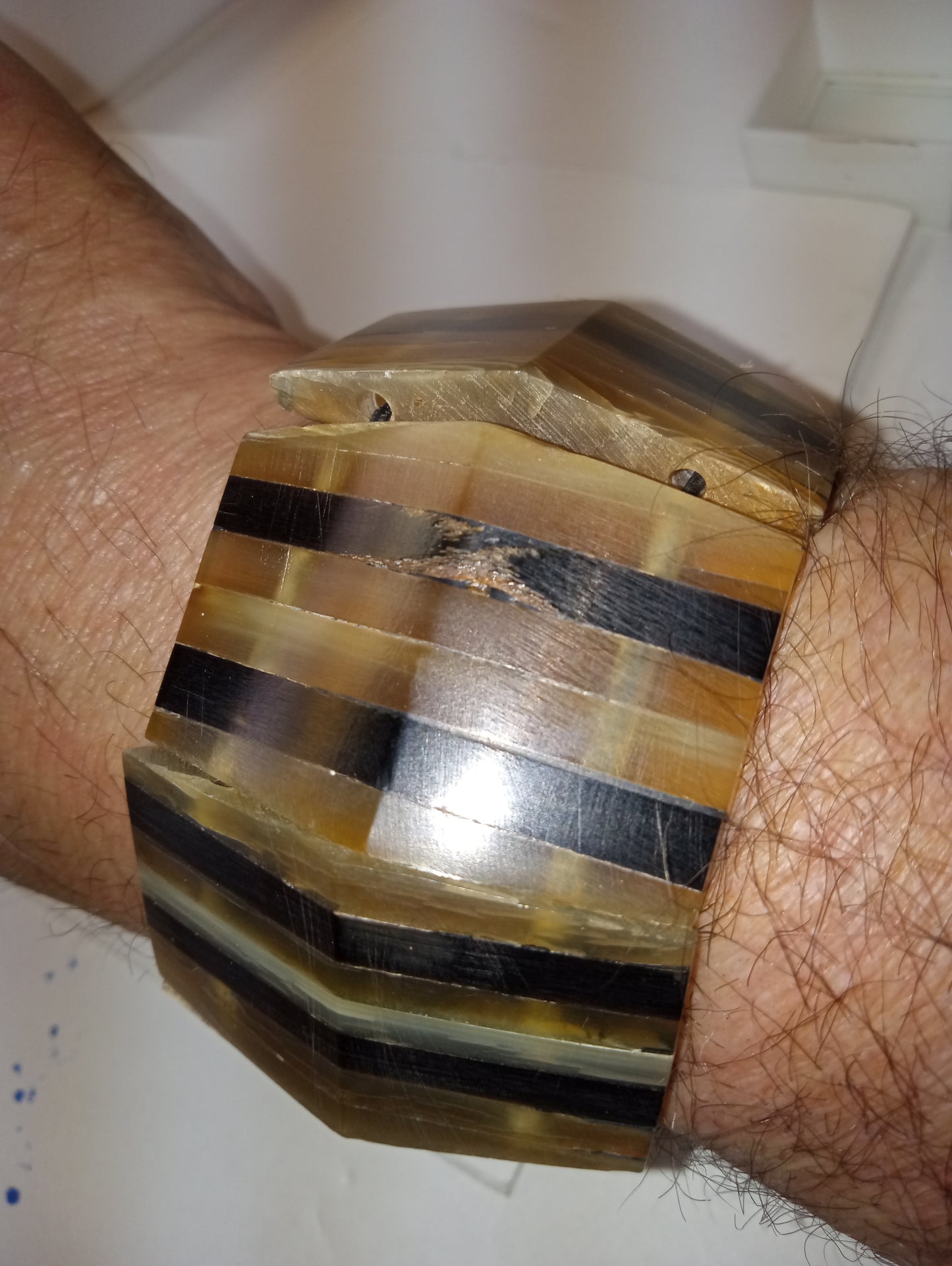 bracelet buffalo horn, pentagon shape stretch