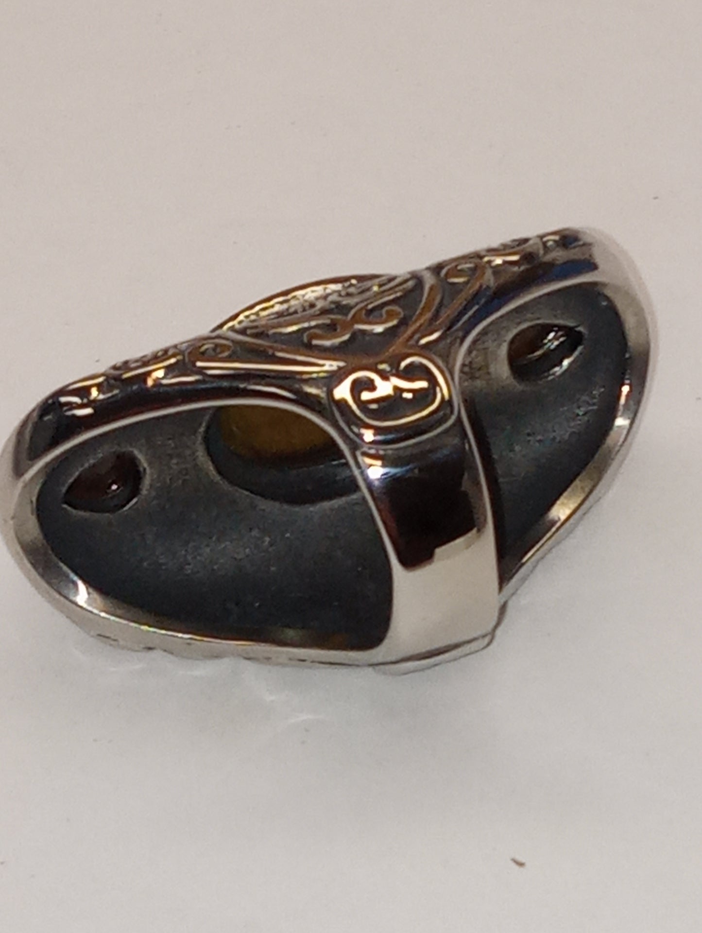 ring tiger's eye South African yellow, in black oxidized stainless steel size 6, 11.50ctw