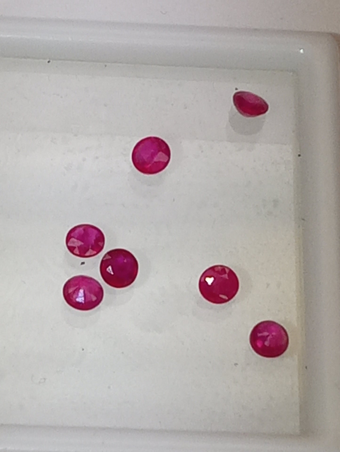ruby gemstones Burma 3mm round cuts, 7 stones .93ctw