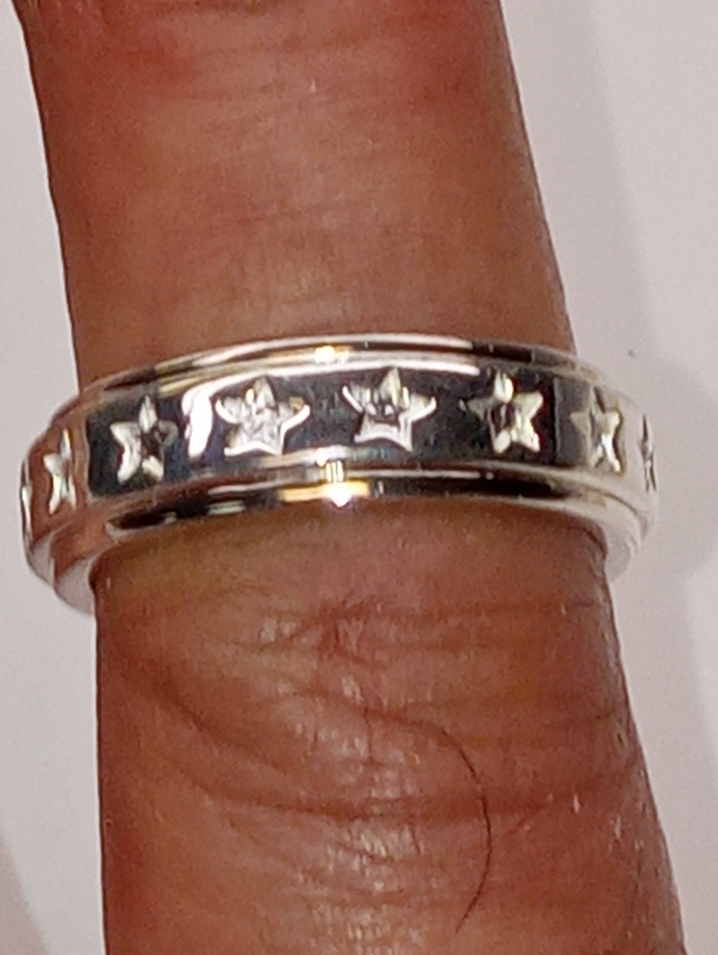 ring sterling silver spinner band , stars, size 7, 6.2g