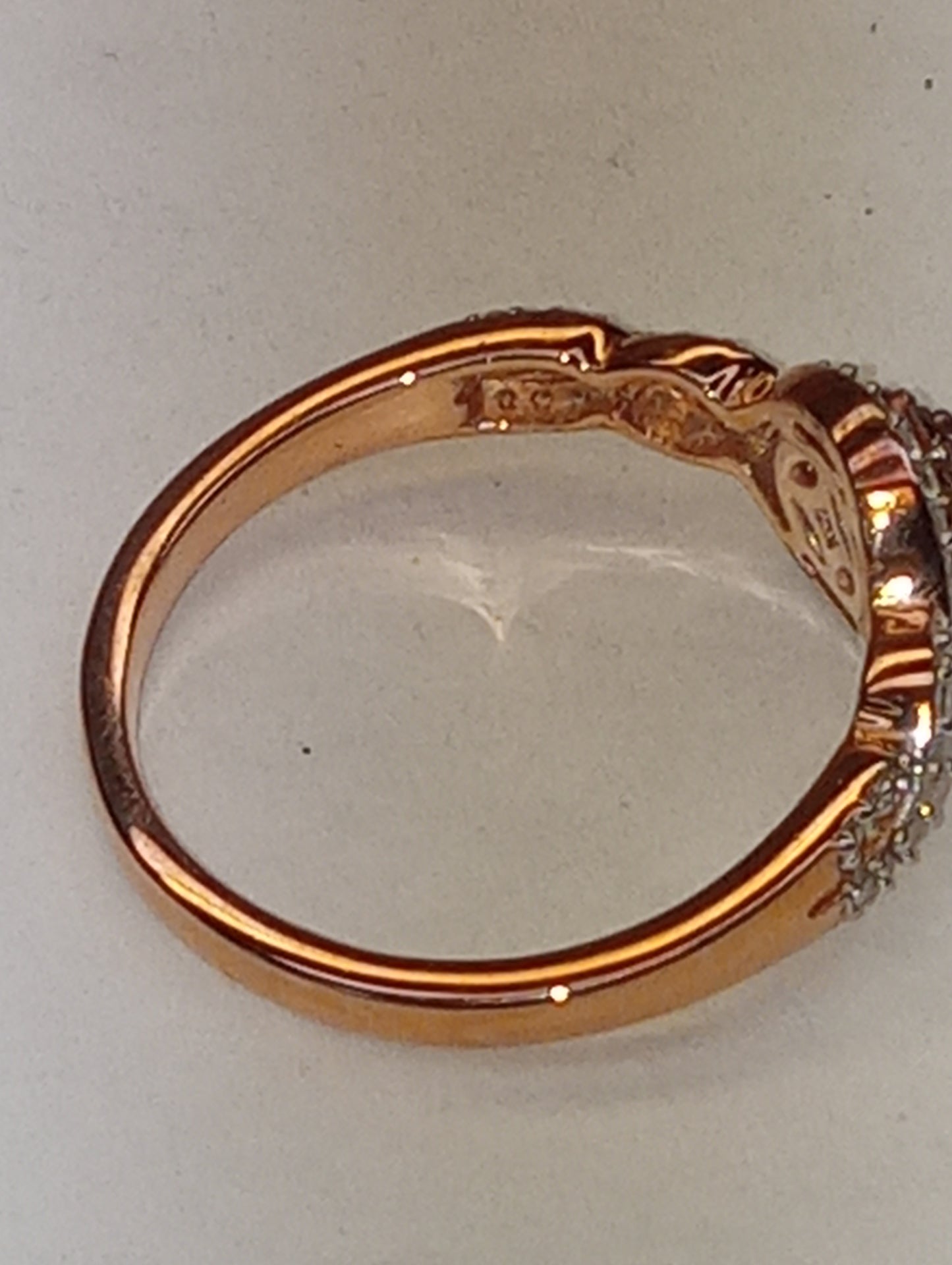 ring diamond champagne and white diamond in vermeil rose gold over sterling silver, size 10, .50ctw