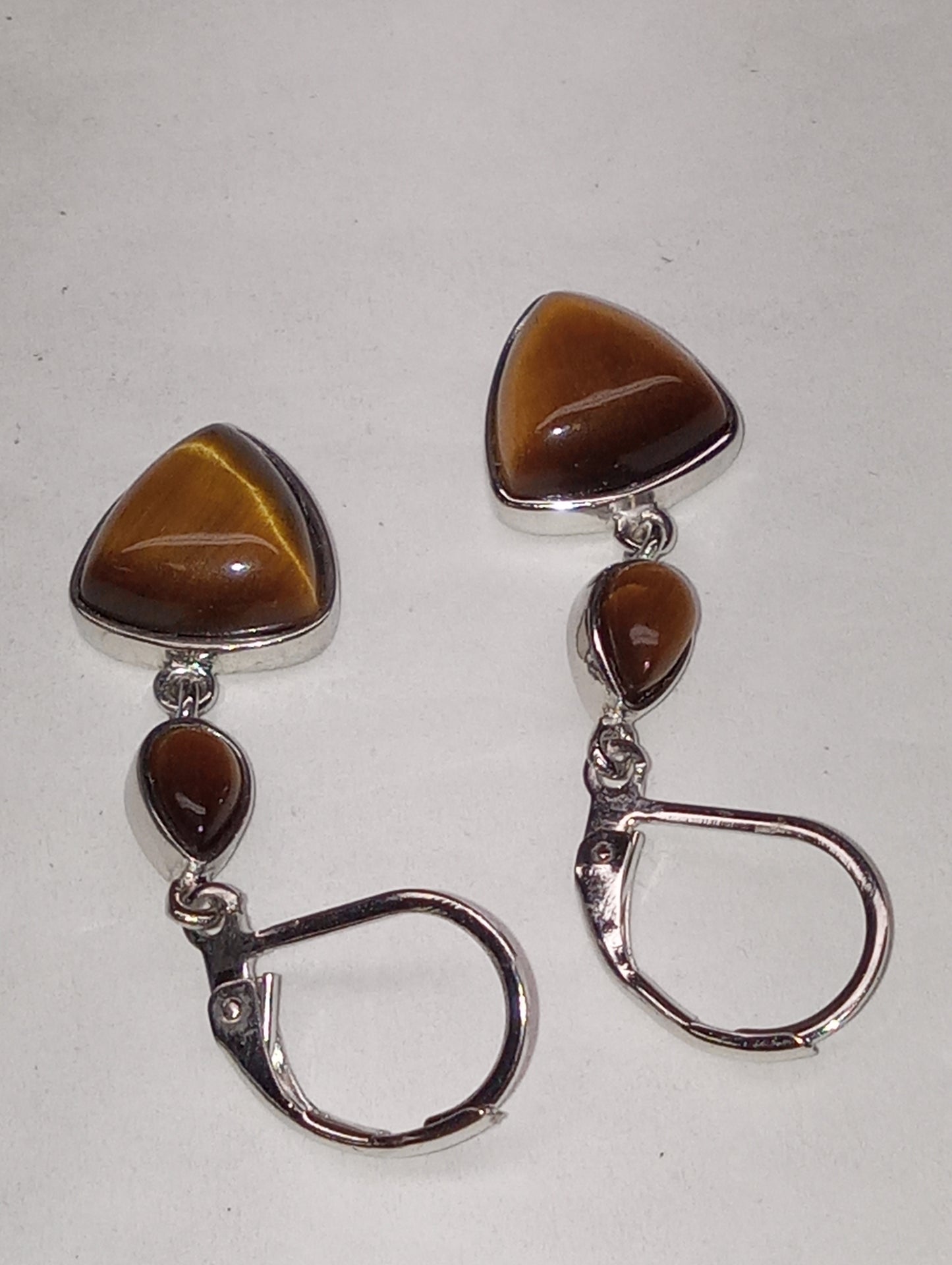 earrings tiger's eye South African, in platinum over copper, 8.50ctw