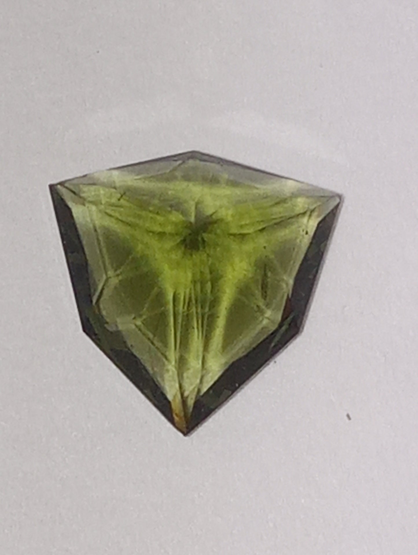 moldavite gemstone KADENZE(TM) COLLECTION, 8mmx8mm specialty trillion cut, 1.08ct
