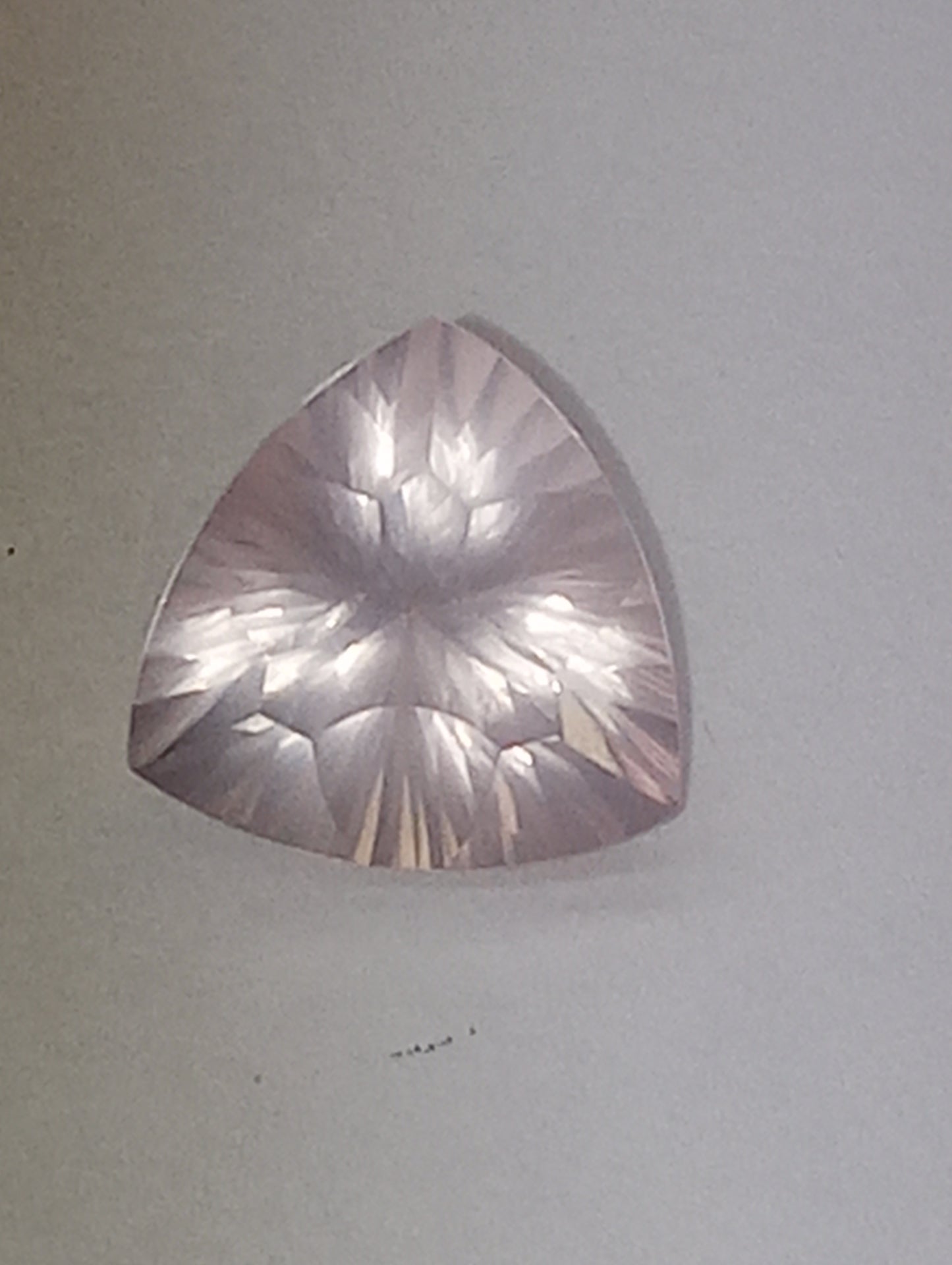 quartz gemstone rose, 10mm trillion quantum cut, 2.96ct