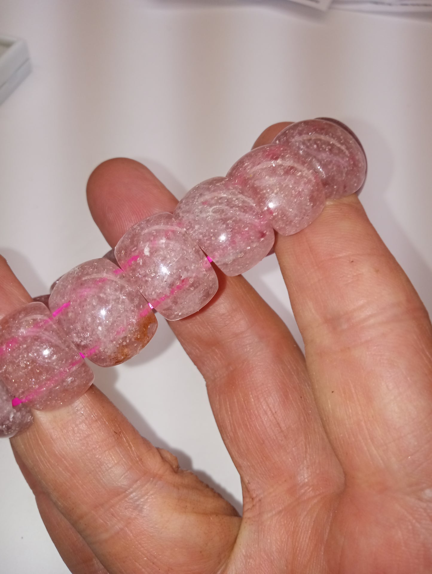 bracelet Strawberry quartz, stretch, 291.50ctw