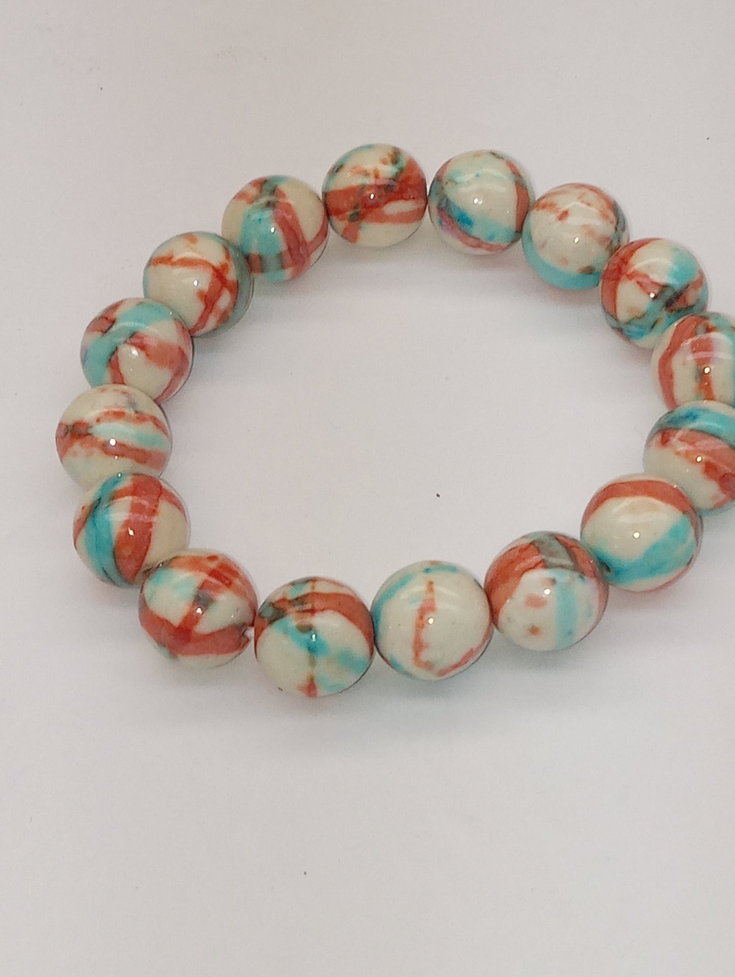 bracelet turquoise lined agate, beaded, stretch, 170.00ctw