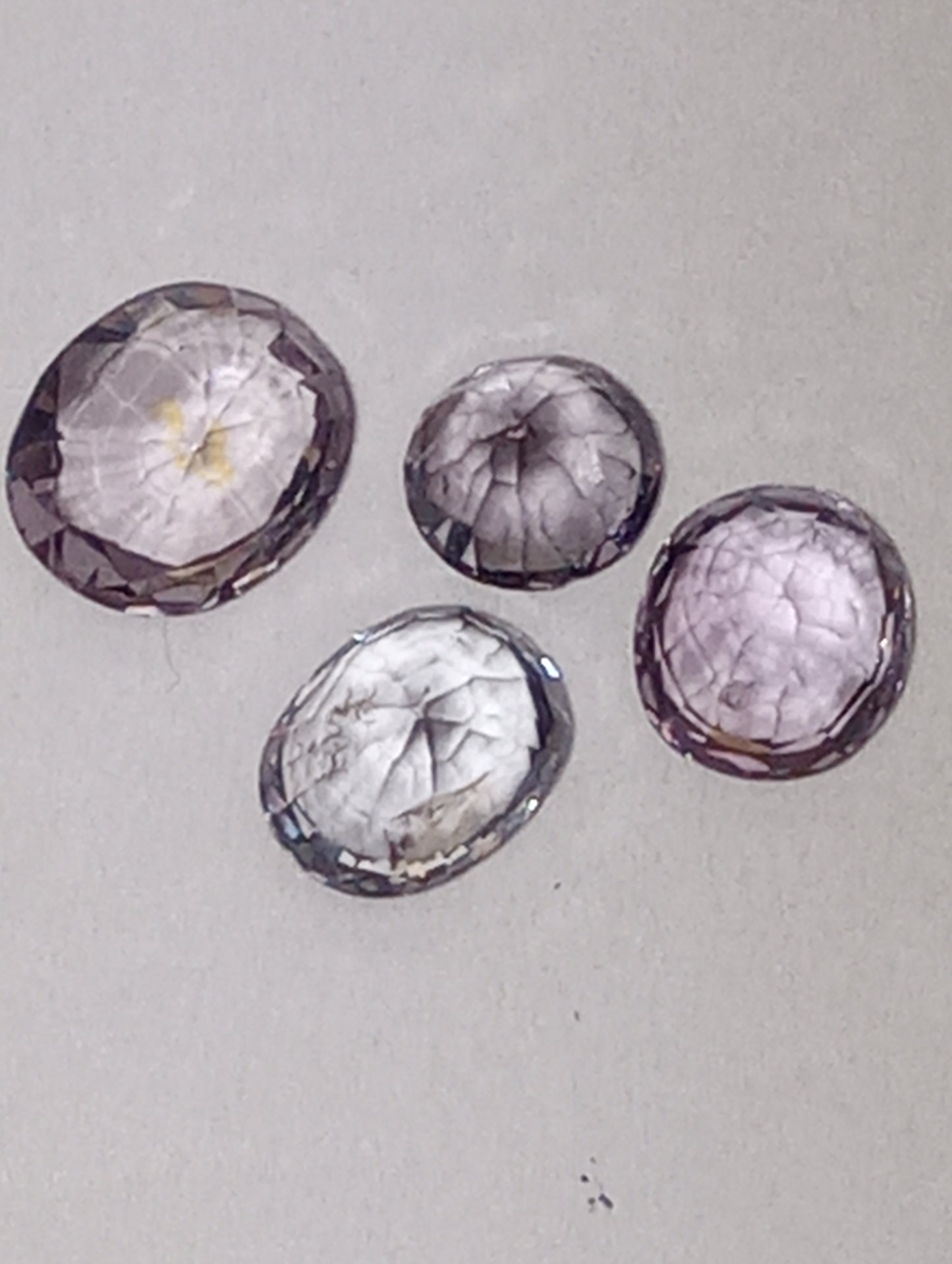 spinel gemstones Burma, lavender and blue, 4 stones, 3 ovals ,1 round cut, 1.75ctw