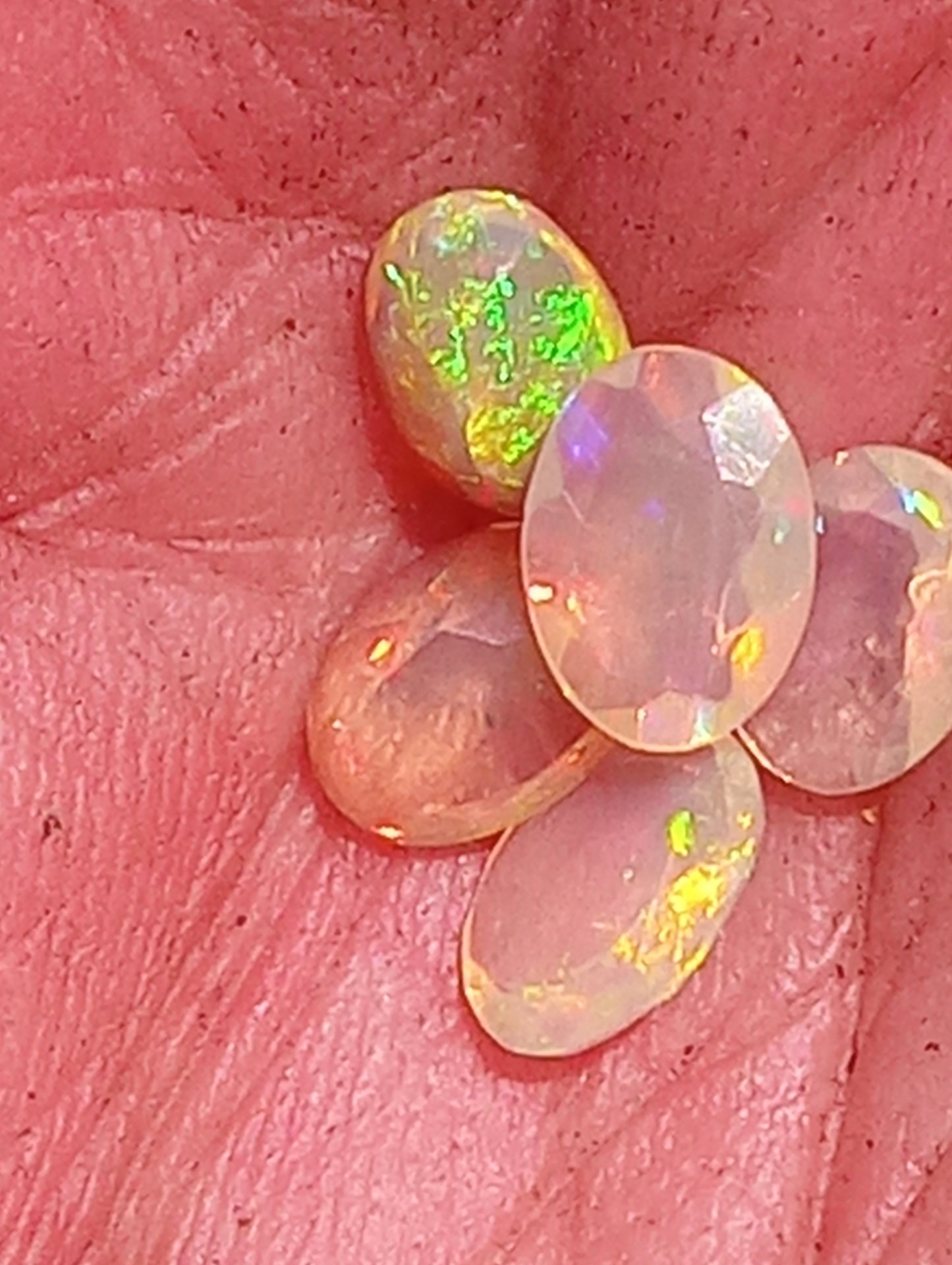 opal gemstone Ethiopian, faceted 7mmx5mm oval cuts, 5 stones
