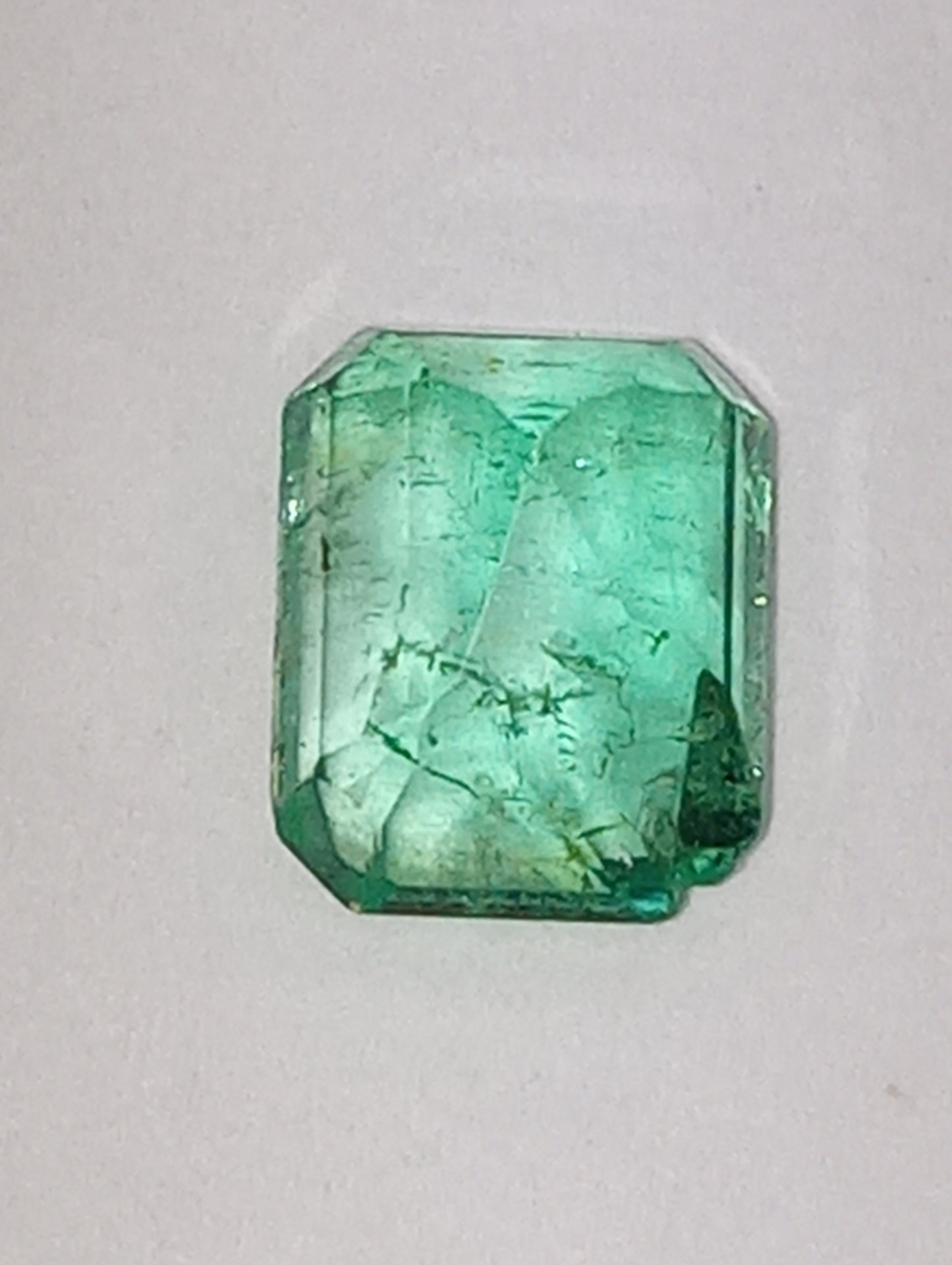 emerald gemstone Colombian, 7.5mmx6mm emerald cut, 1.52ct