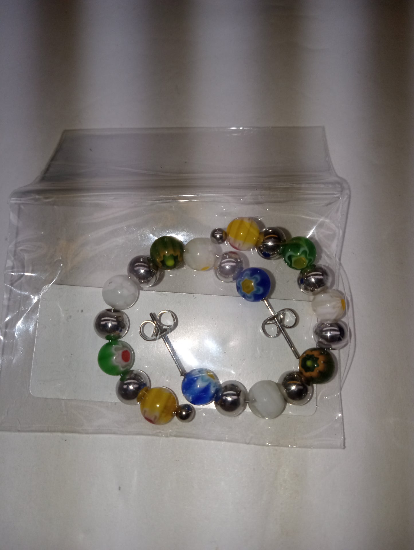 earrings Murano Style, half hoop, in stainless steel