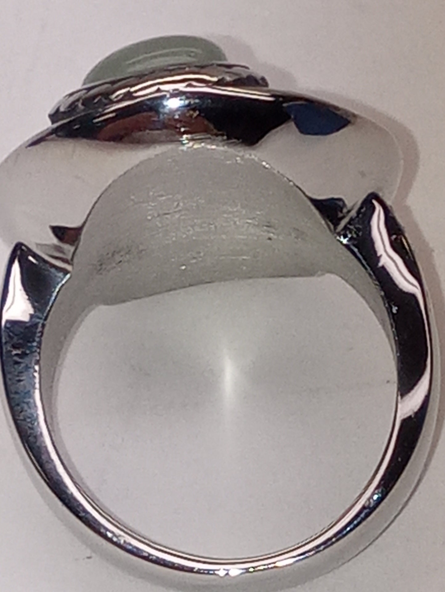 ring aventurine green, bald eagle, white stainless steel, size 7, 2.20ctw