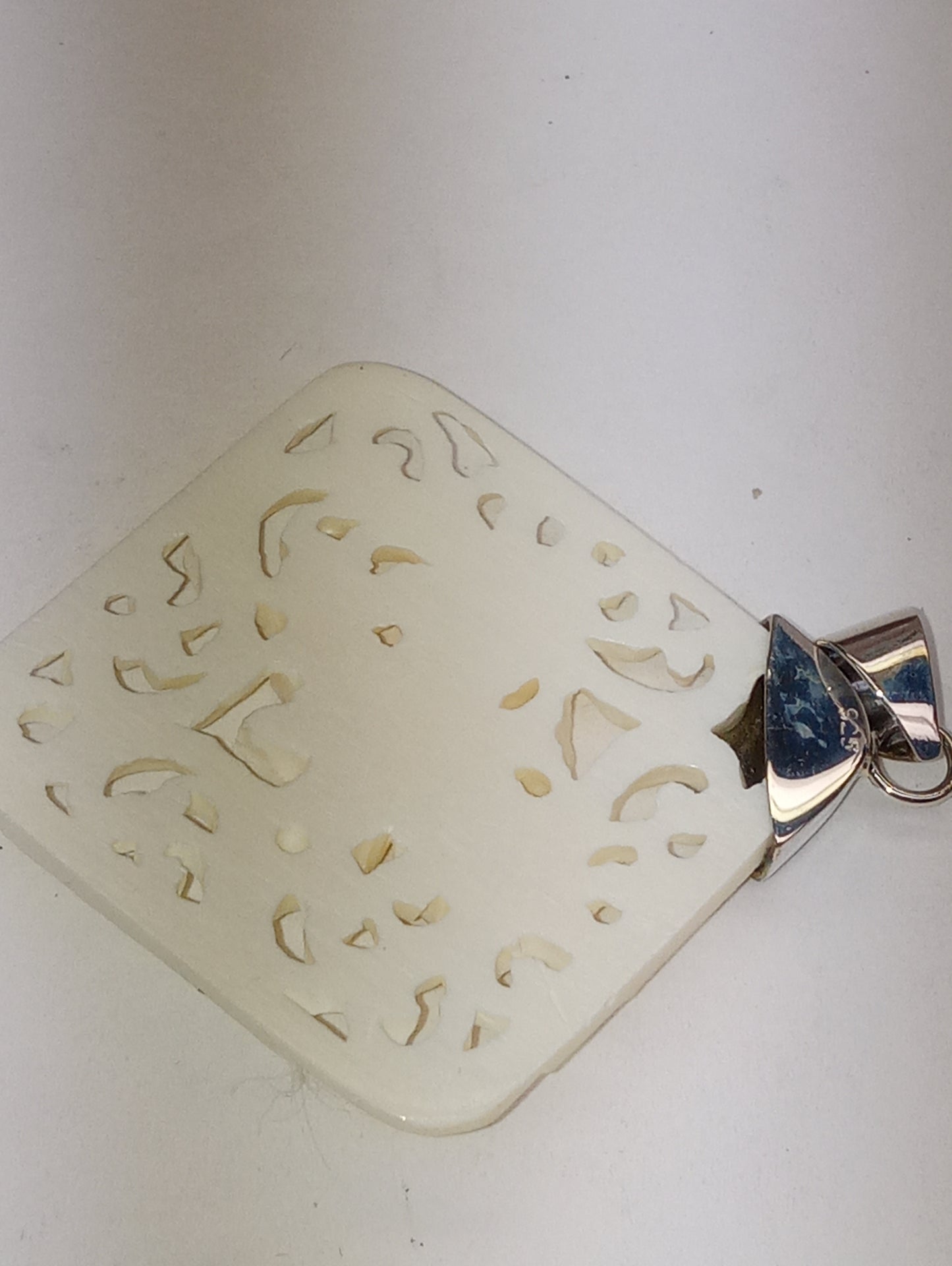 pendant bone carved butterfly in sterling silver
