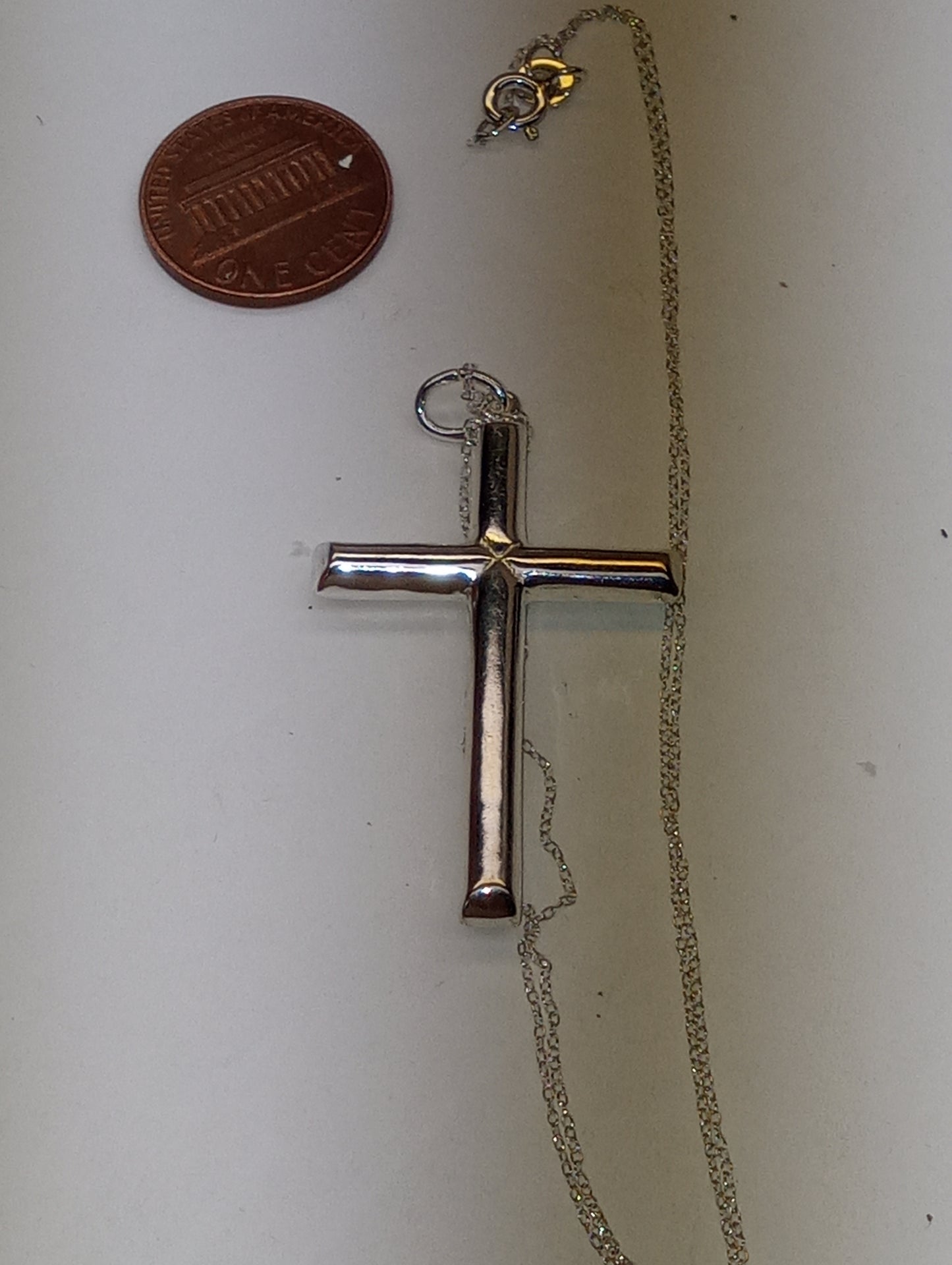 pendant necklace, sterling silver cross pendant, 18 inch necklace, 3.49g