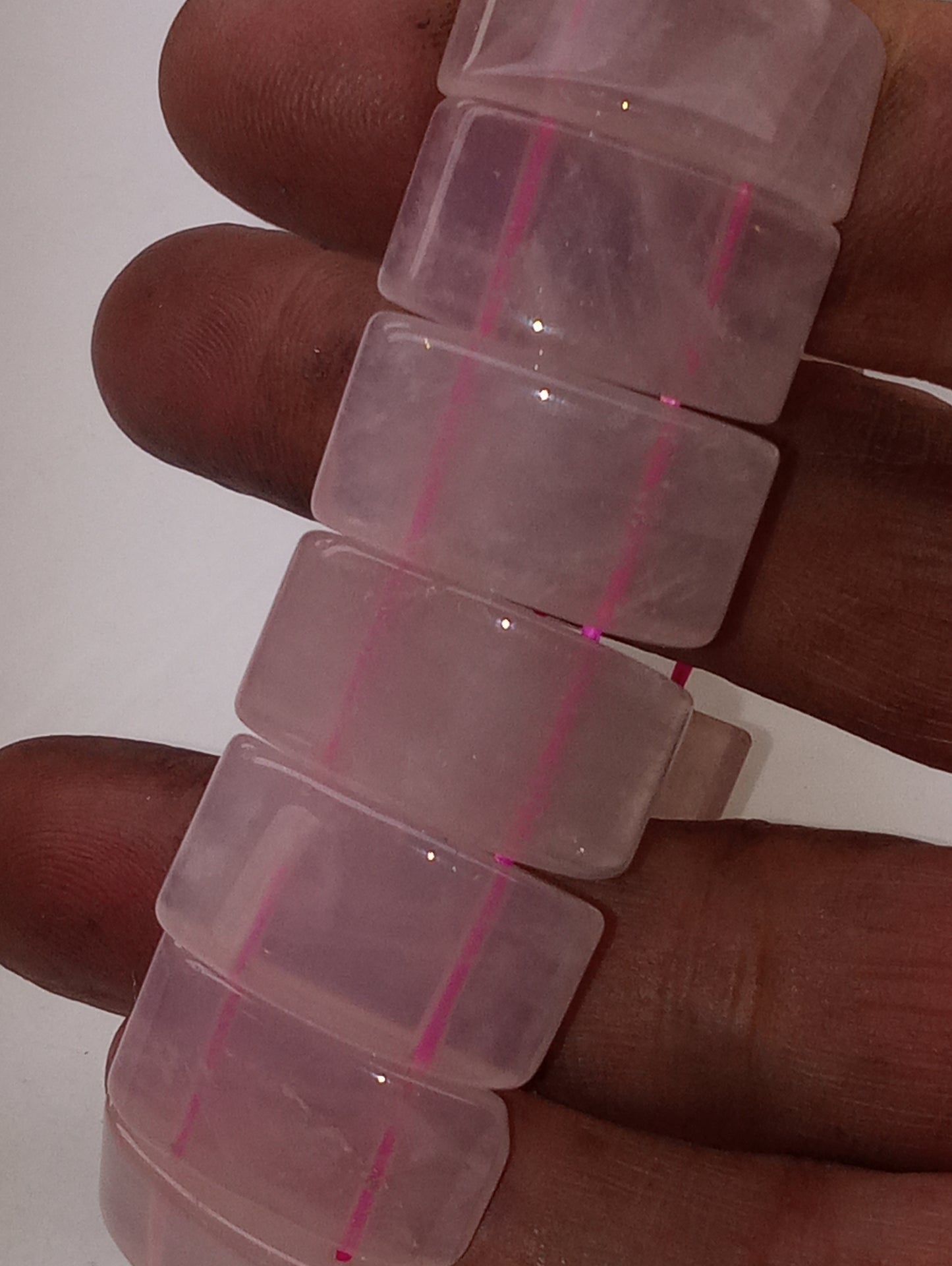 bracelet Galilea rose quartz section, stretch, 378ctw