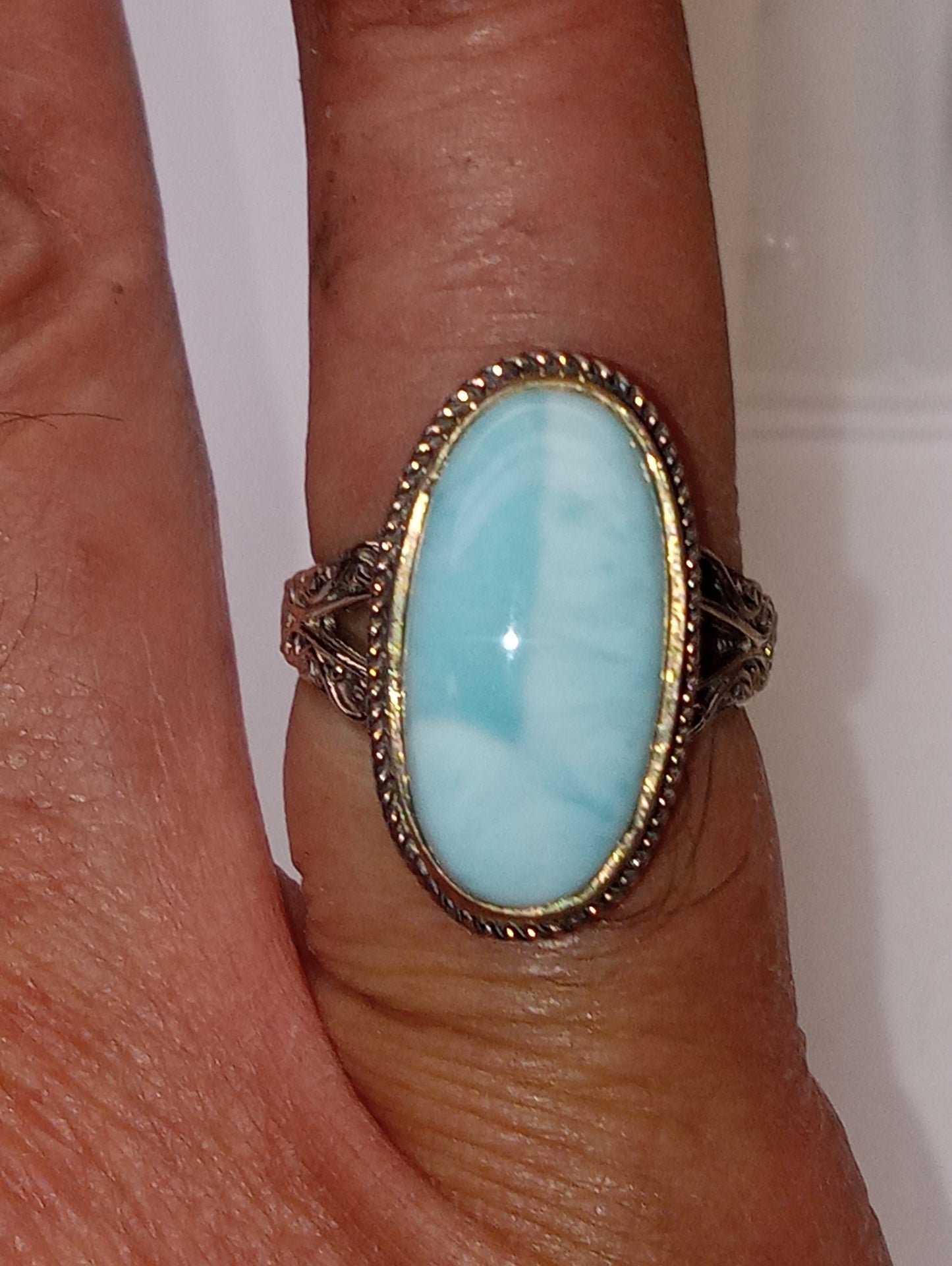 ring Bali Legacy, matrix larimar, in sterling silver, size 8, 9.9ctw
