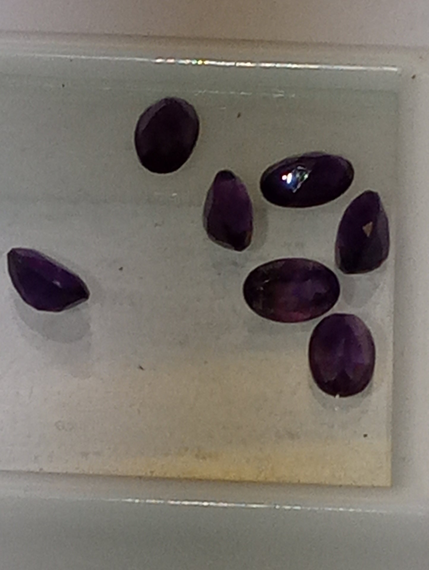 amethyst gemstones, 6mmx4mm oval cuts, 7 stones, 3.08ctw, dark purple