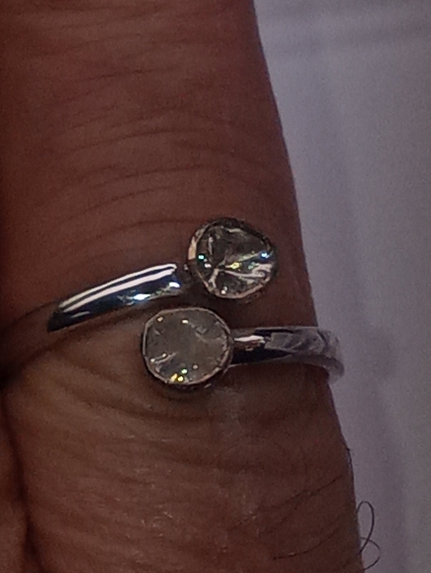ring Artisan Crafted Polki Diamond, bypass, in platinum over sterling silver, size 8