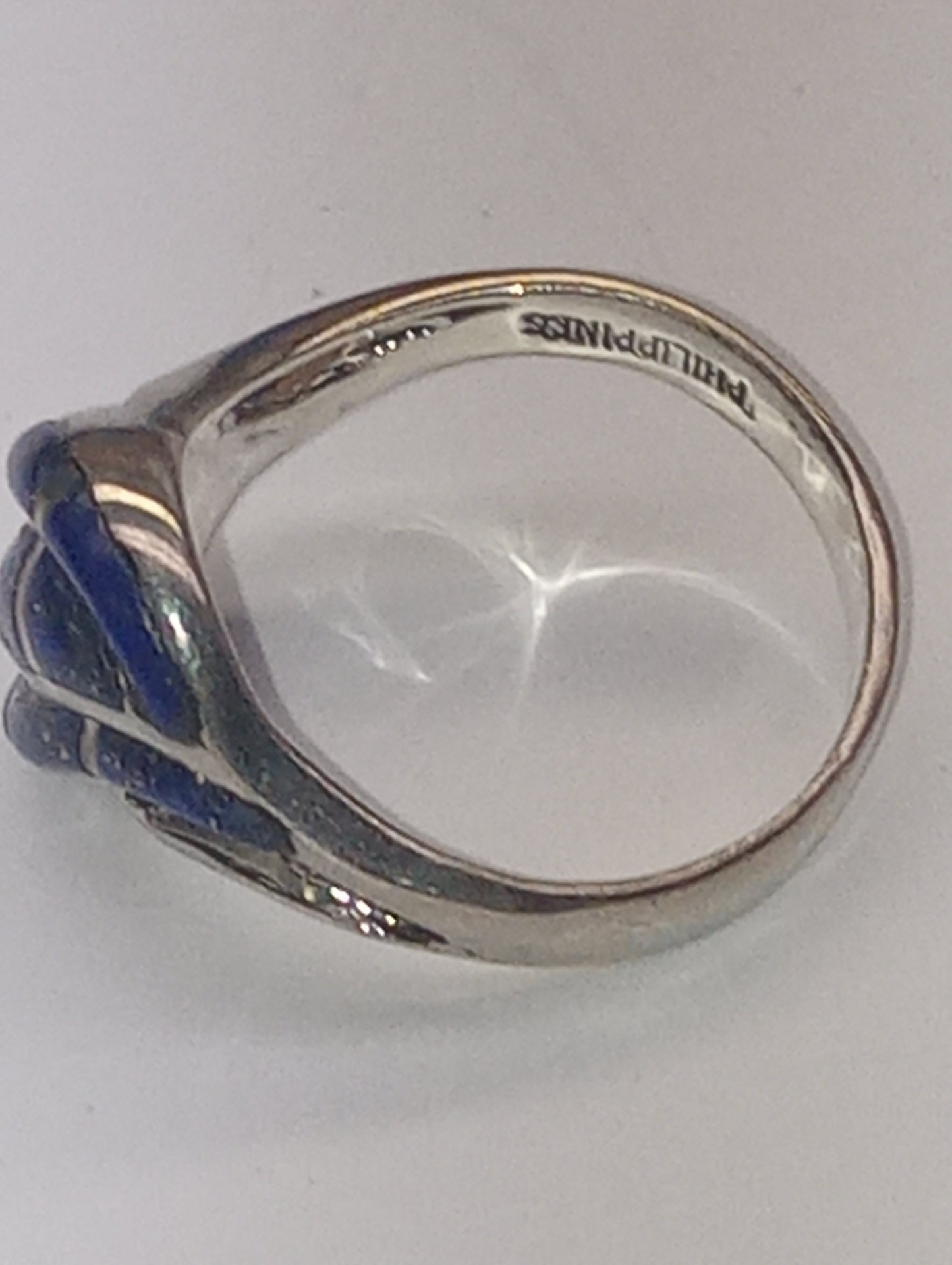 Ring Santa Fe Style, Lapis lazuli wave design in sterling silver, size 7, 1ctw