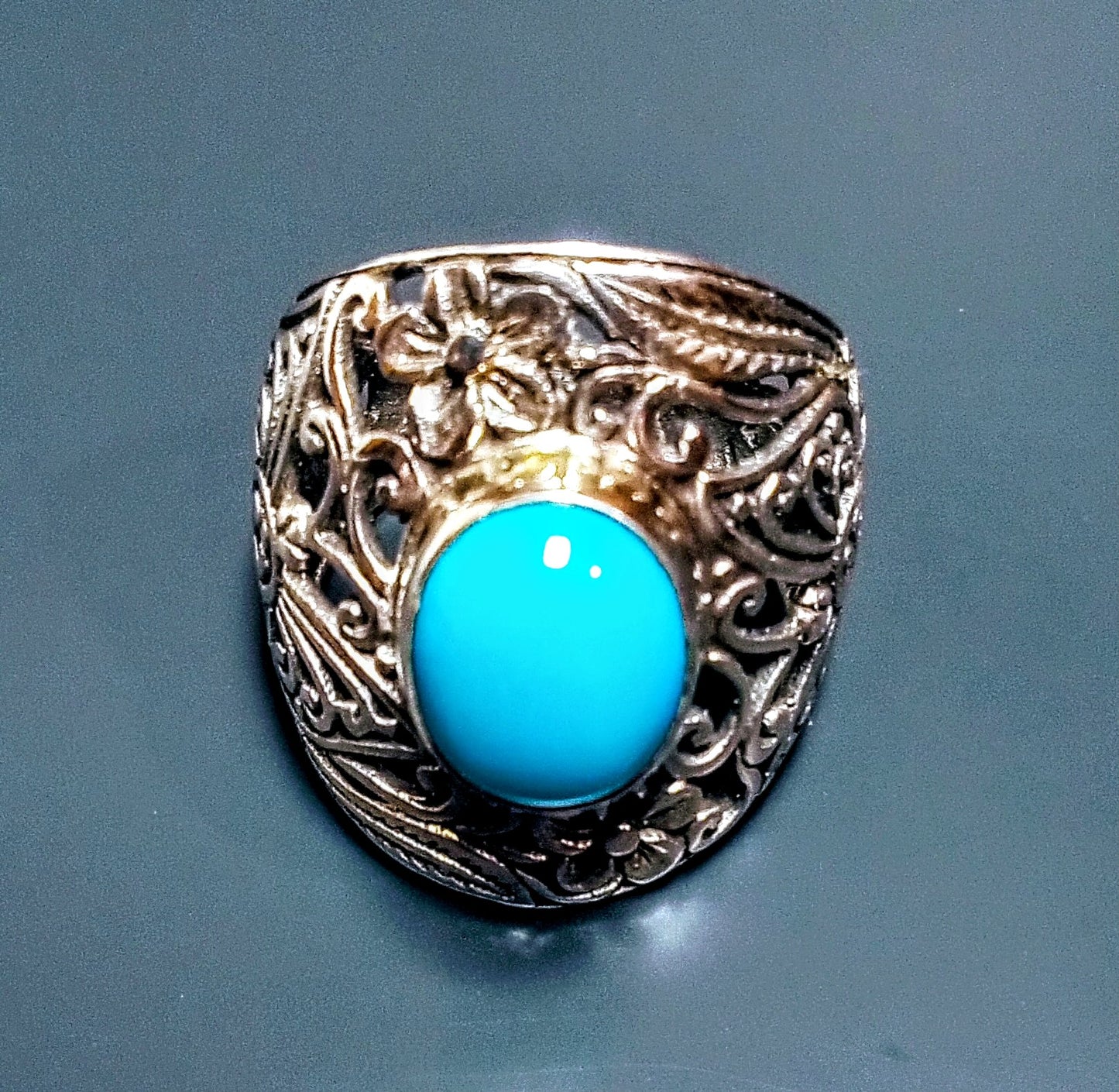 ring, Bali Legacy,  turquoise Sleeping Beauty Ring , size 7, sterling silver