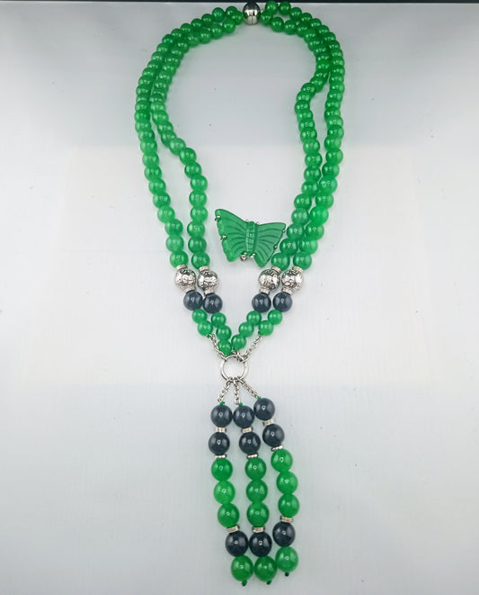 necklace green and black jade