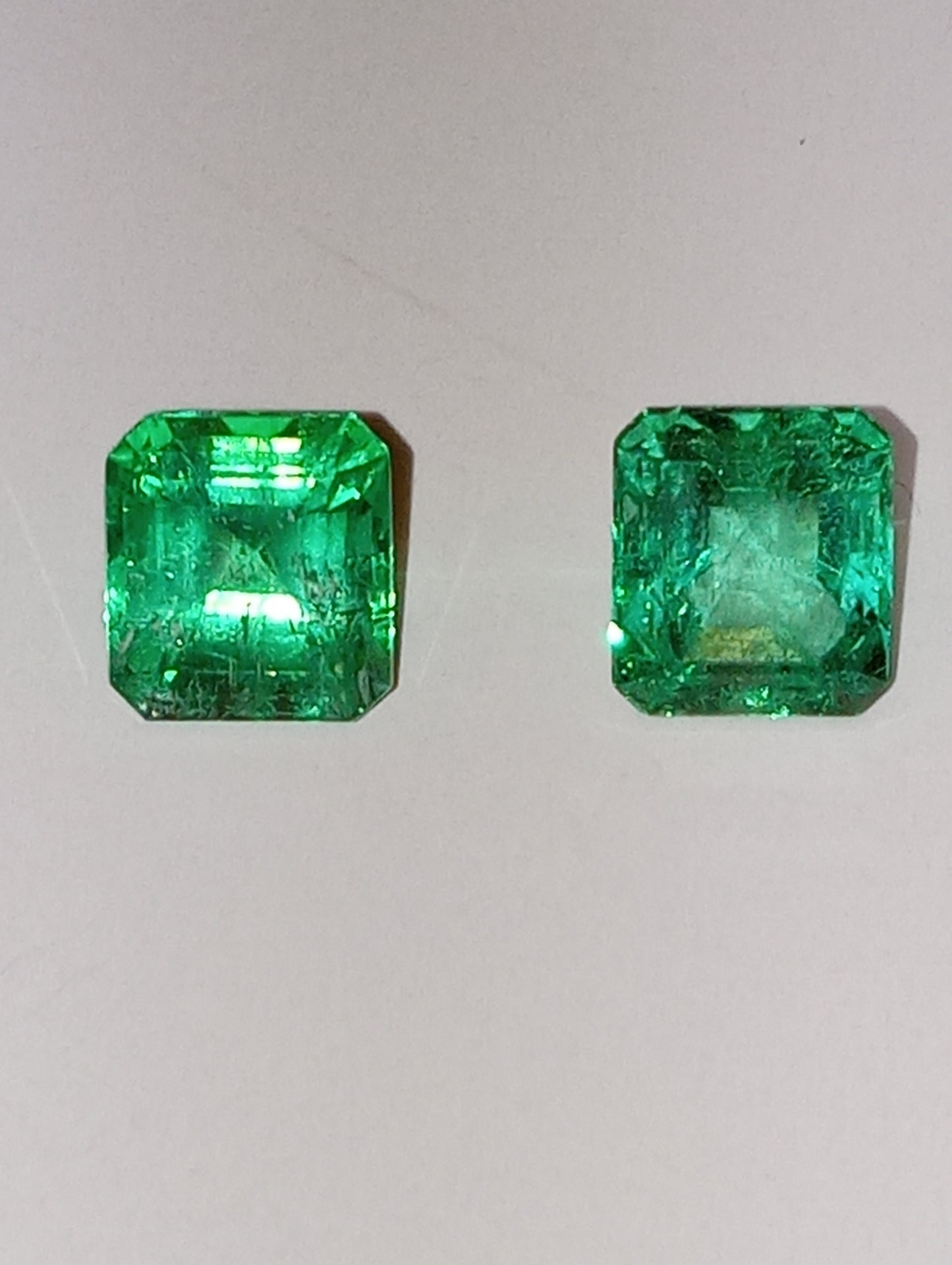 emerald gemstones Colombian, 7mmx6mm emerald cuts, 2.25ctw  pair